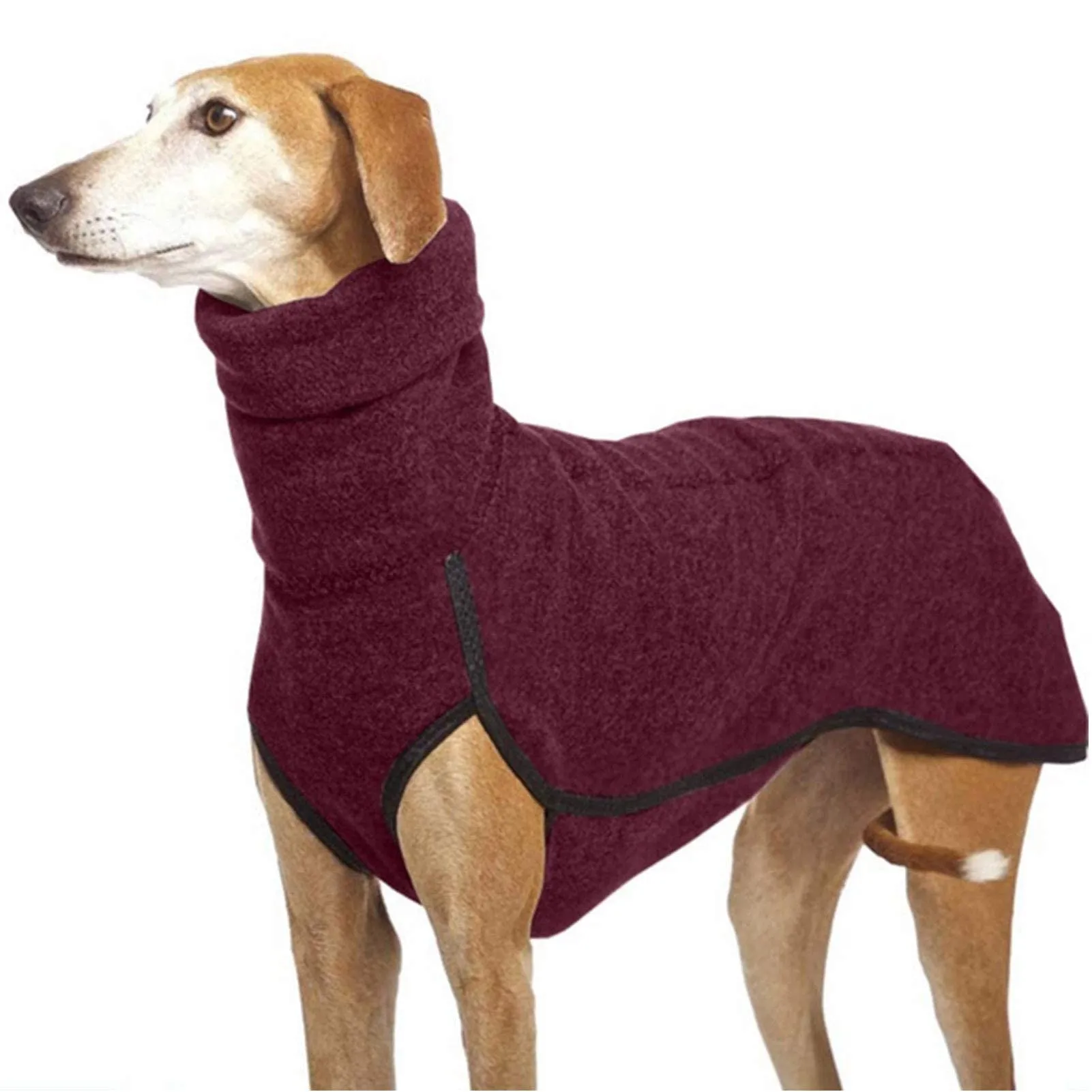 Imily Bela Cappotto invernale in pile con collo alto per cani, rosso vinaccia, S - immagine 1