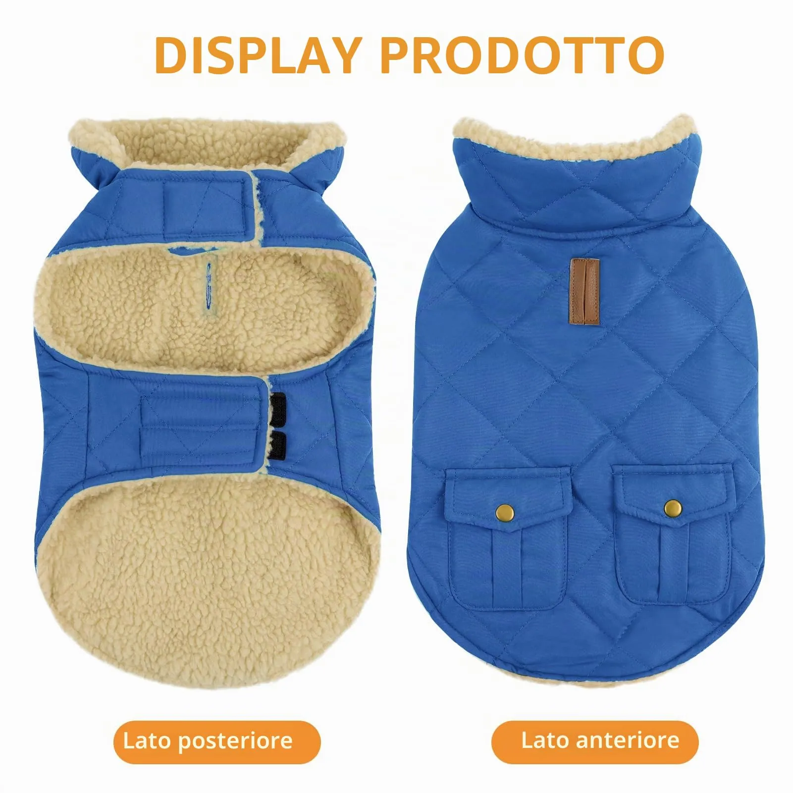 Queenmore Cappotto per Cane Piccolo Impermeabile e Imbottito, Azure, S - immagine 5