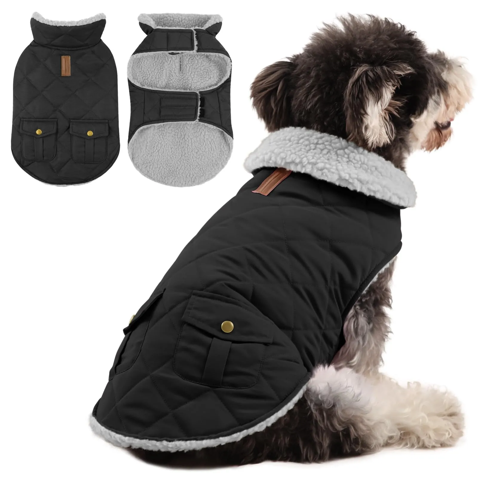 Queenmore Cappotto Cane Impermeabile Caldo, Taglia M, Nero - immagine 1