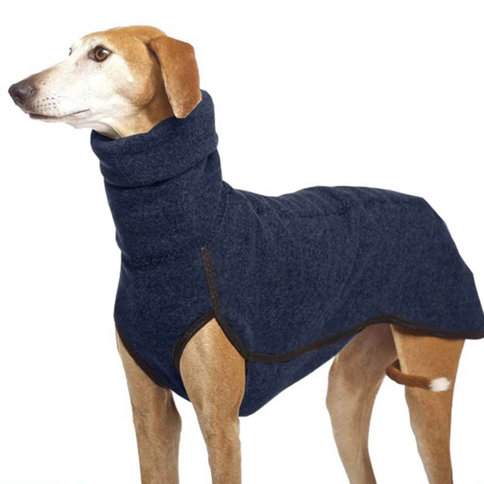 Imily Bela Cappotto invernale in pile con collo alto per cani, blu scuro, S - immagine 1