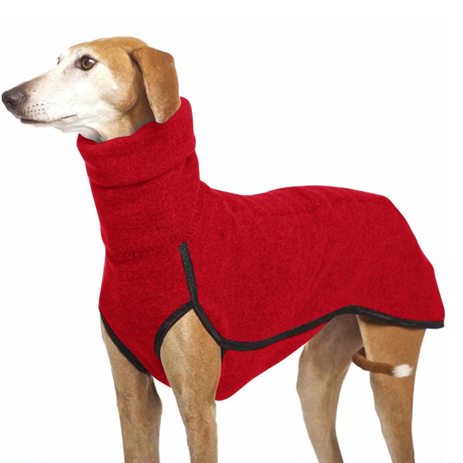Imily Bela Maglione per cani in pile con collo alto, rosso, L - immagine 1