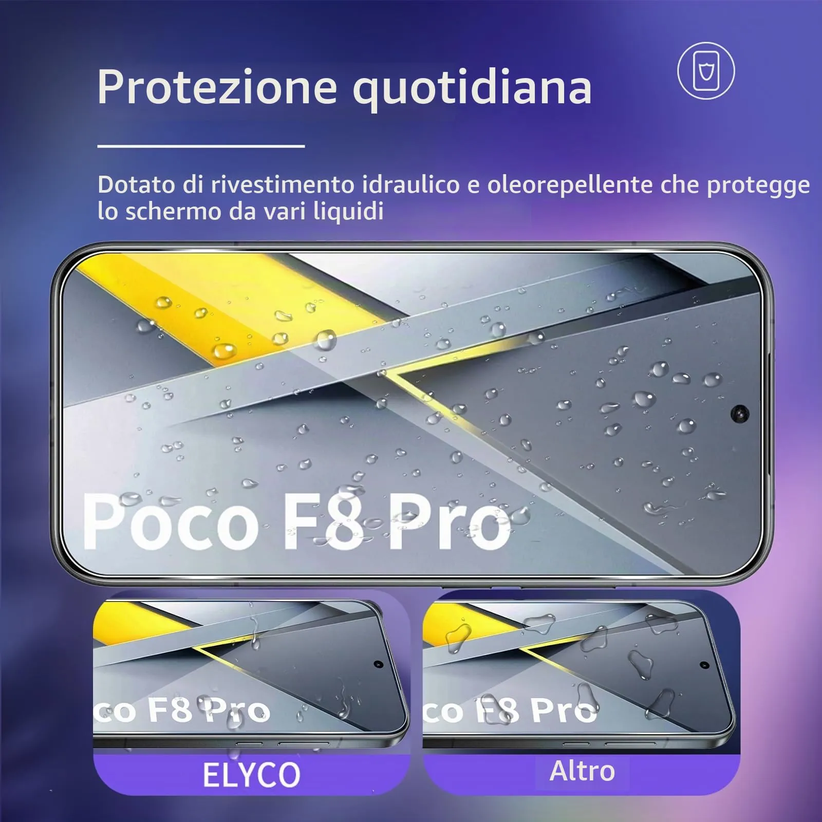 ELYCO Vetro Temperato per Xiaomi POCO F8 Pro, 3+2 Pezzi - immagine 2