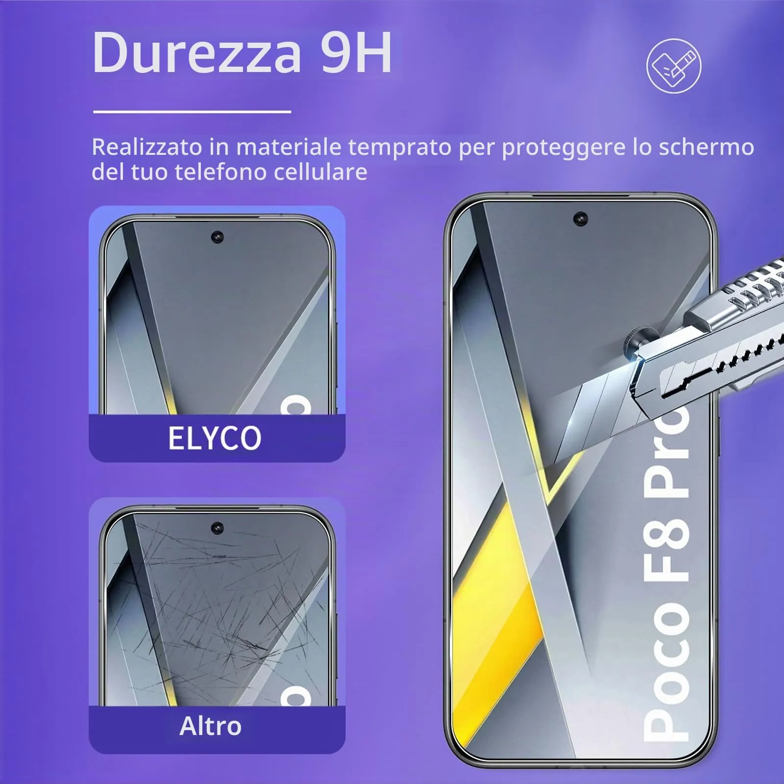 ELYCO Vetro Temperato per Xiaomi POCO F8 Pro, 3+2 Pezzi - immagine 3