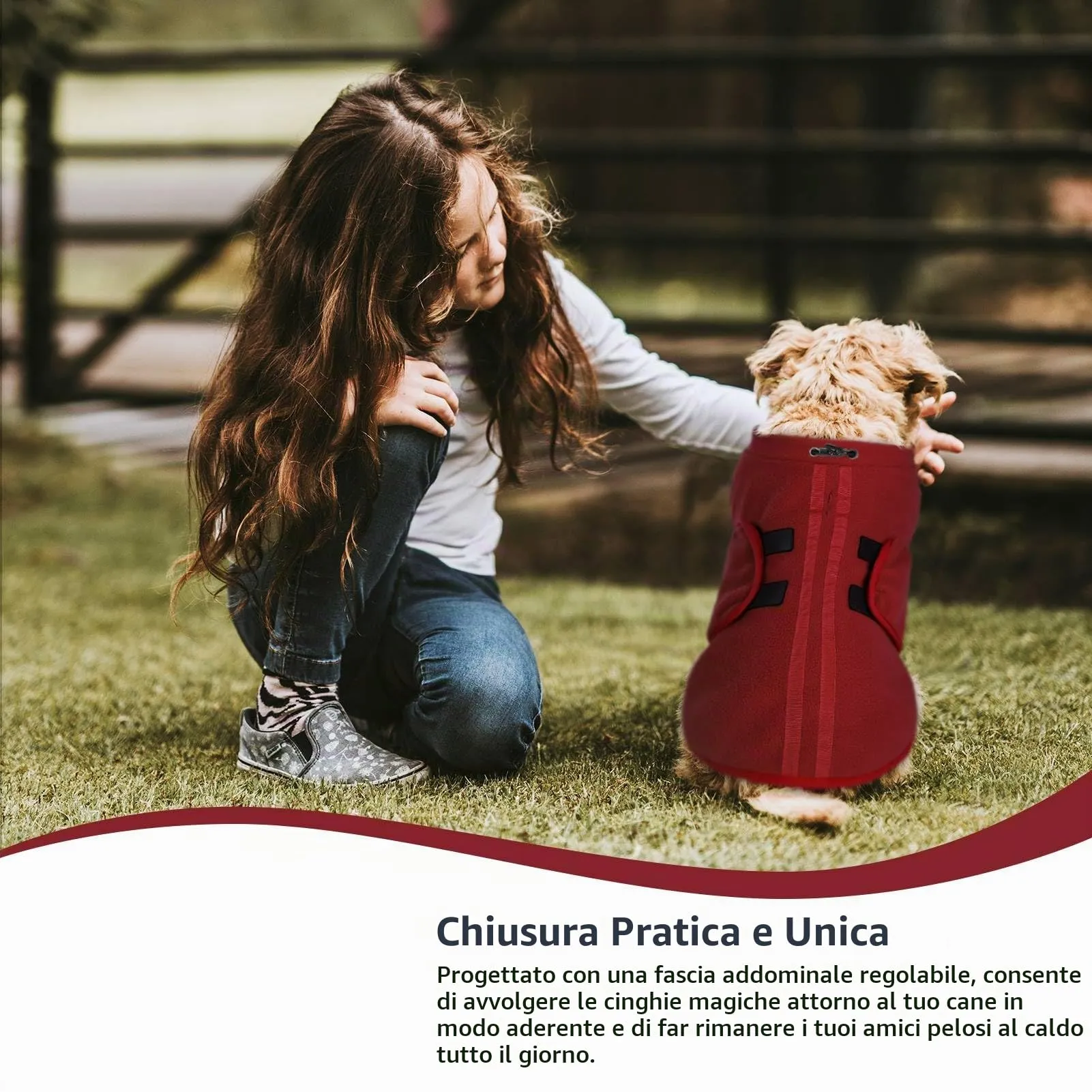 PUZAUKAL Maglione in Pile per Cani con Foro per Imbracatura, Bordeaux, S - immagine 2
