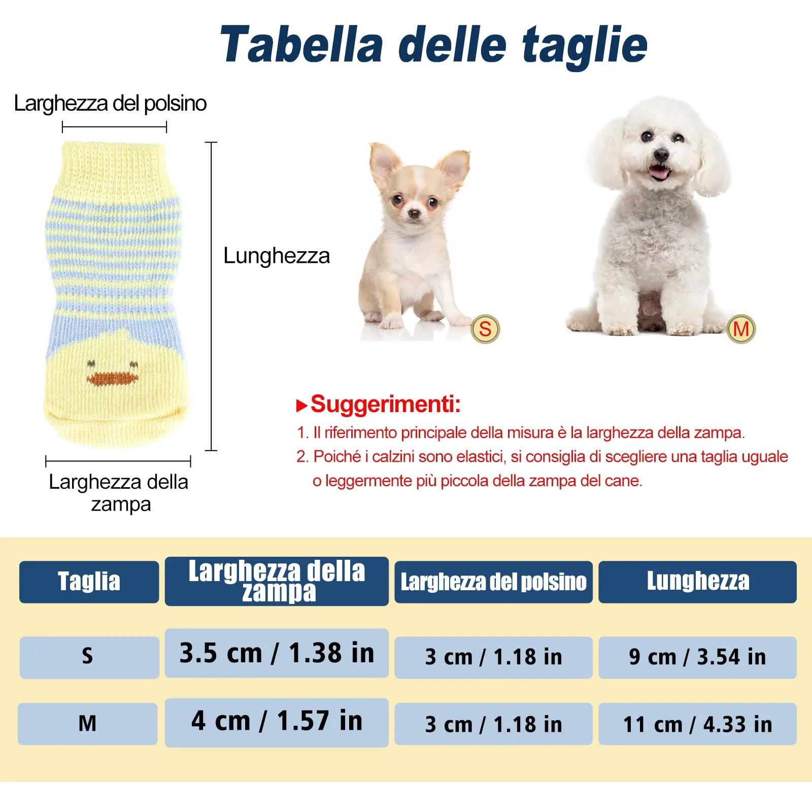 PETLOFT Calzini Antiscivolo per Cane, 4 Pezzi, Giallo Blu, M - immagine 7