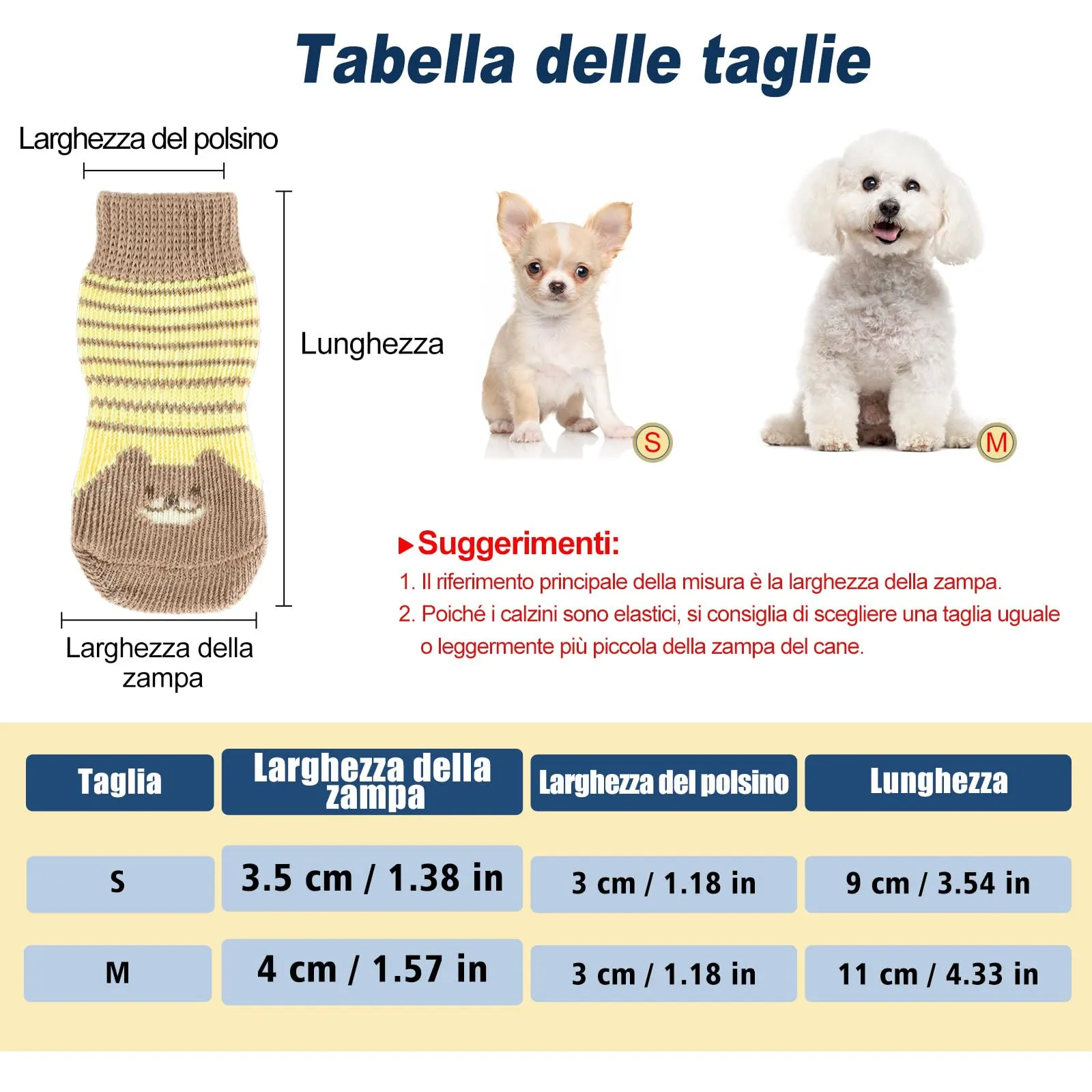 PETLOFT Calzini Antiscivolo per Cane con Cinghie Regolabili, Marrone Giallo, S - immagine 7