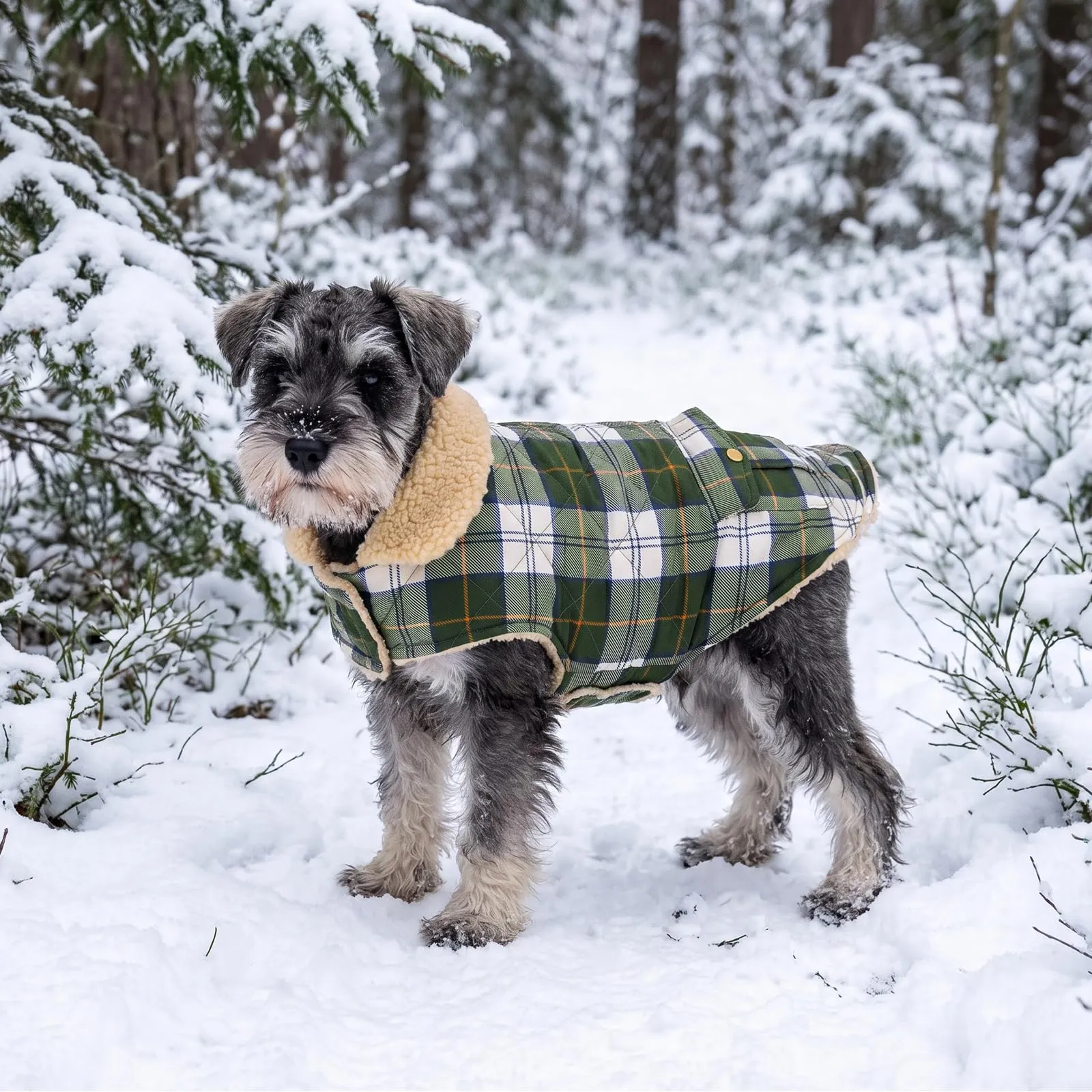 Queenmore Giacca Invernale Trapuntata per Cani, Green Plaid, Taglia S - immagine 6