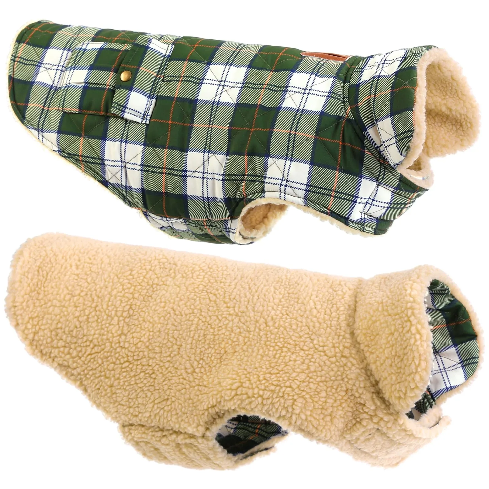 Queenmore Giacca Invernale Trapuntata per Cani, Green Plaid, Taglia S - immagine 8