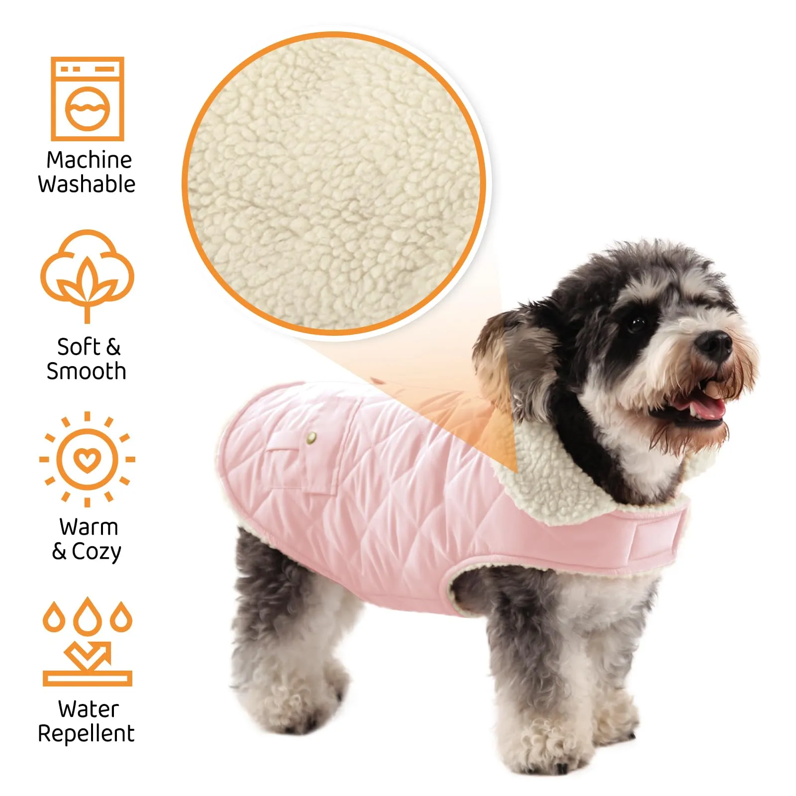 Queenmore Cappottino Cane Impermeabile con Fodera in Pile, Taglia L, Rosa Chiaro - immagine 3