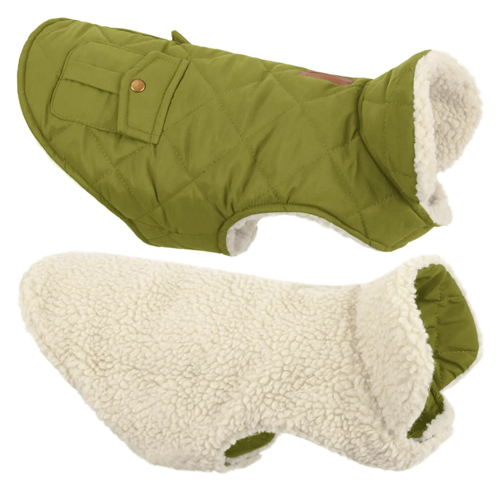 Queenmore Cappotto Cane Impermeabile, Imbottito e Caldo - Olive Green, Taglia L - immagine 8