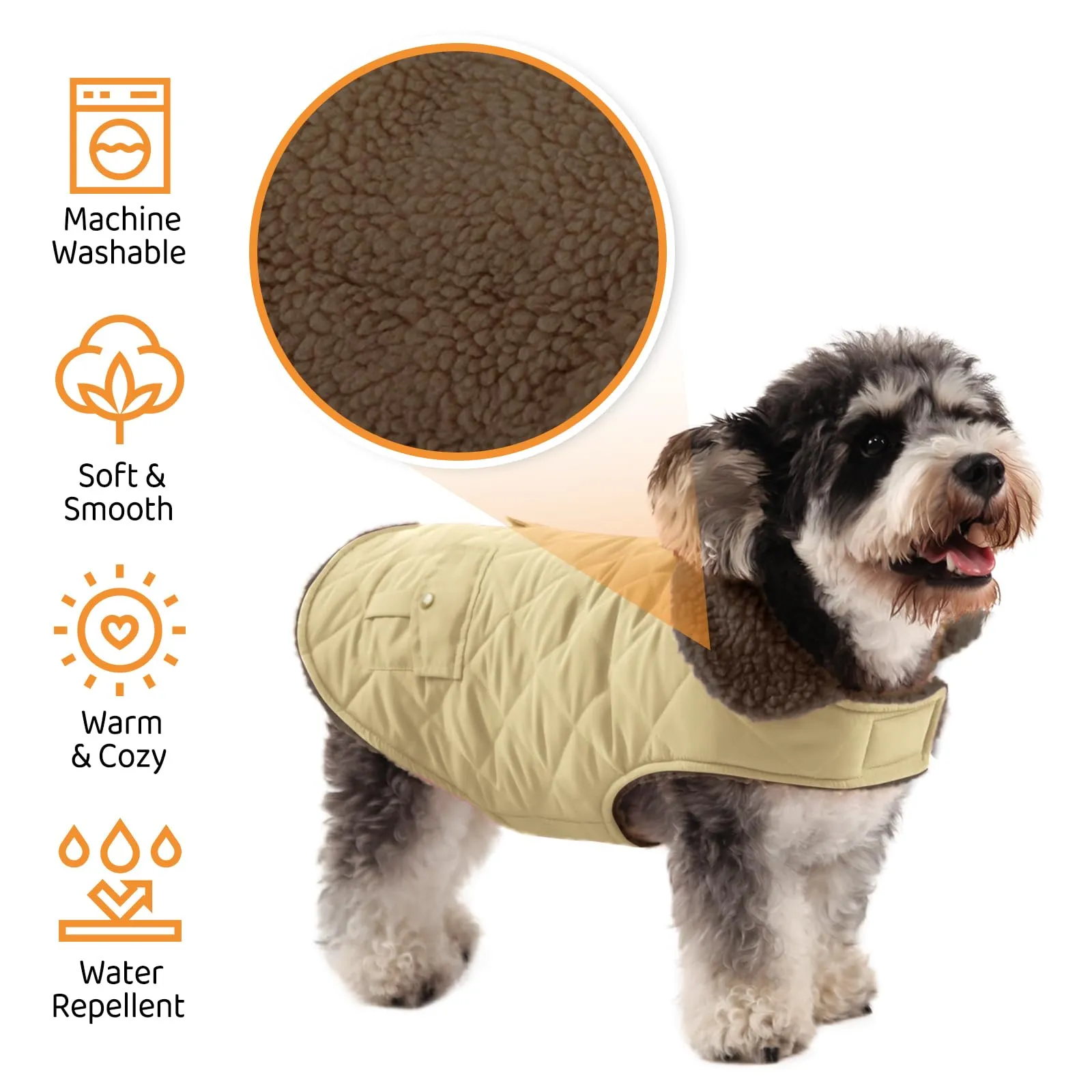Queenmore Cappotto Cane Impermeabile Imbottito Caldo, Khaki, Taglia L - immagine 3