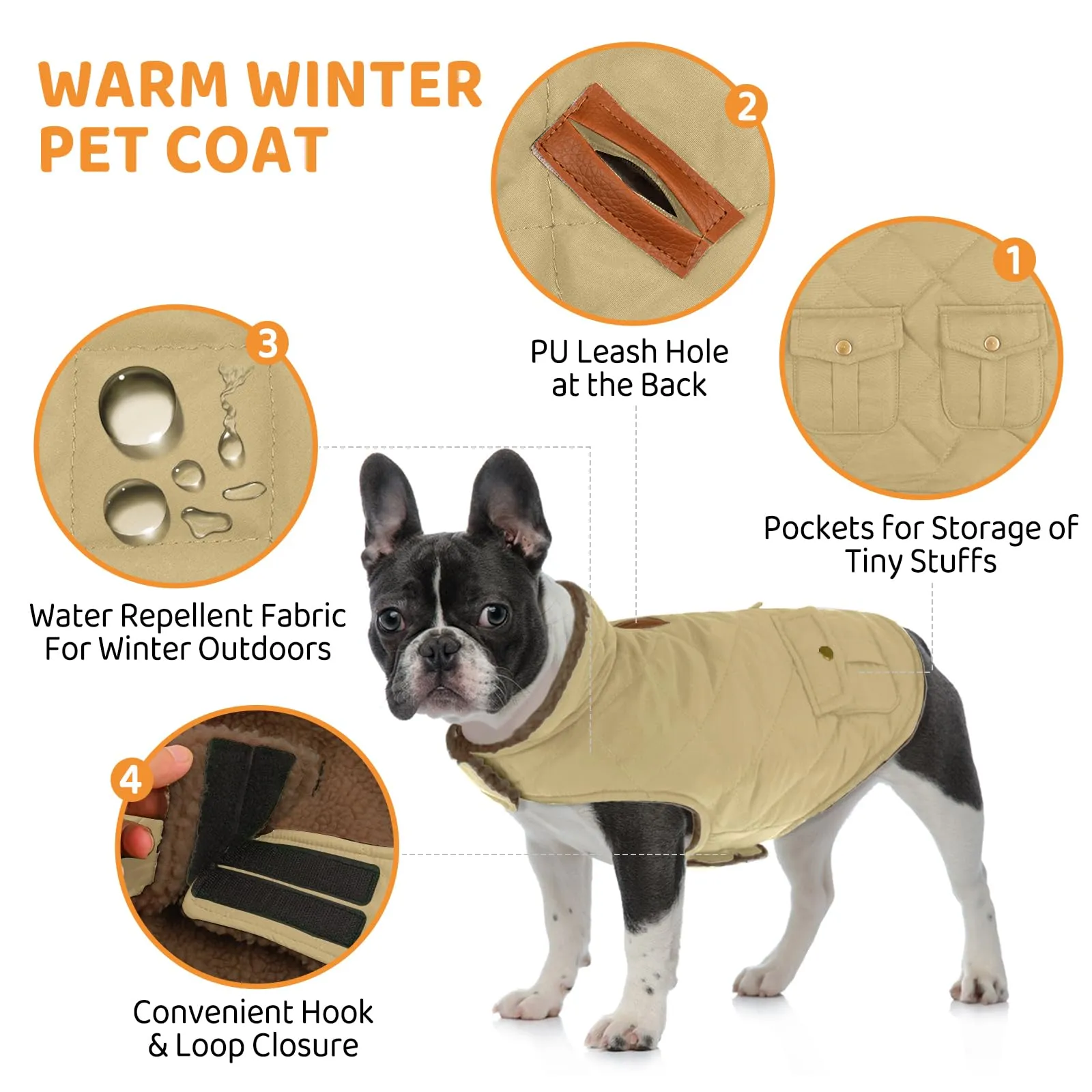 Queenmore Giacca Invernale Trapuntata per Cani, Impermeabile, Khaki, Taglia S - immagine 2