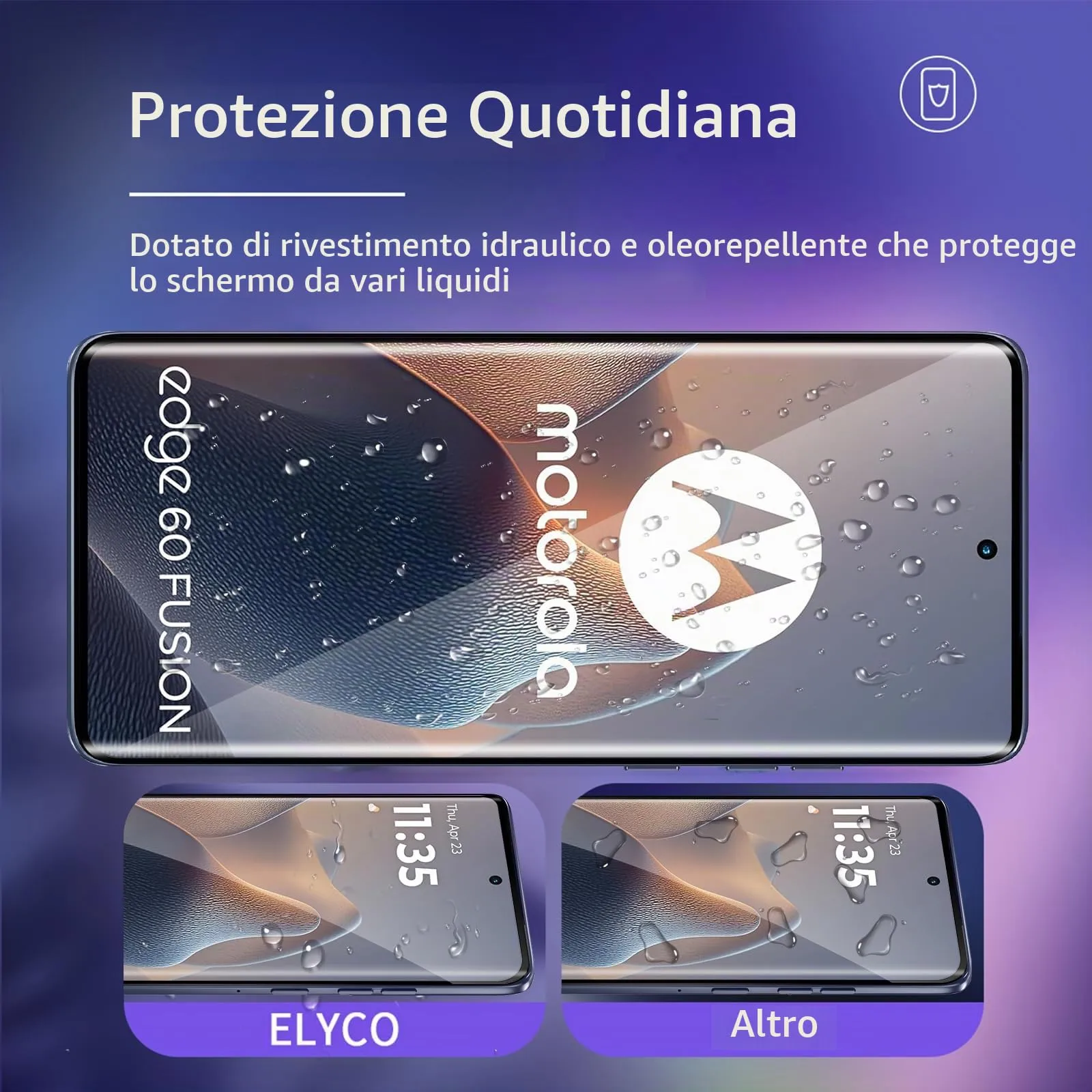 ELYCO Vetro Temperato per Motorola Moto Edge 60/60 Fusion, 2+2 Pezzi - immagine 2
