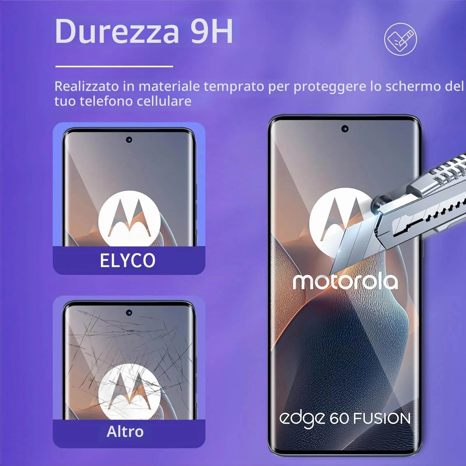 ELYCO Vetro Temperato per Motorola Moto Edge 60/60 Fusion, 2+2 Pezzi - immagine 3