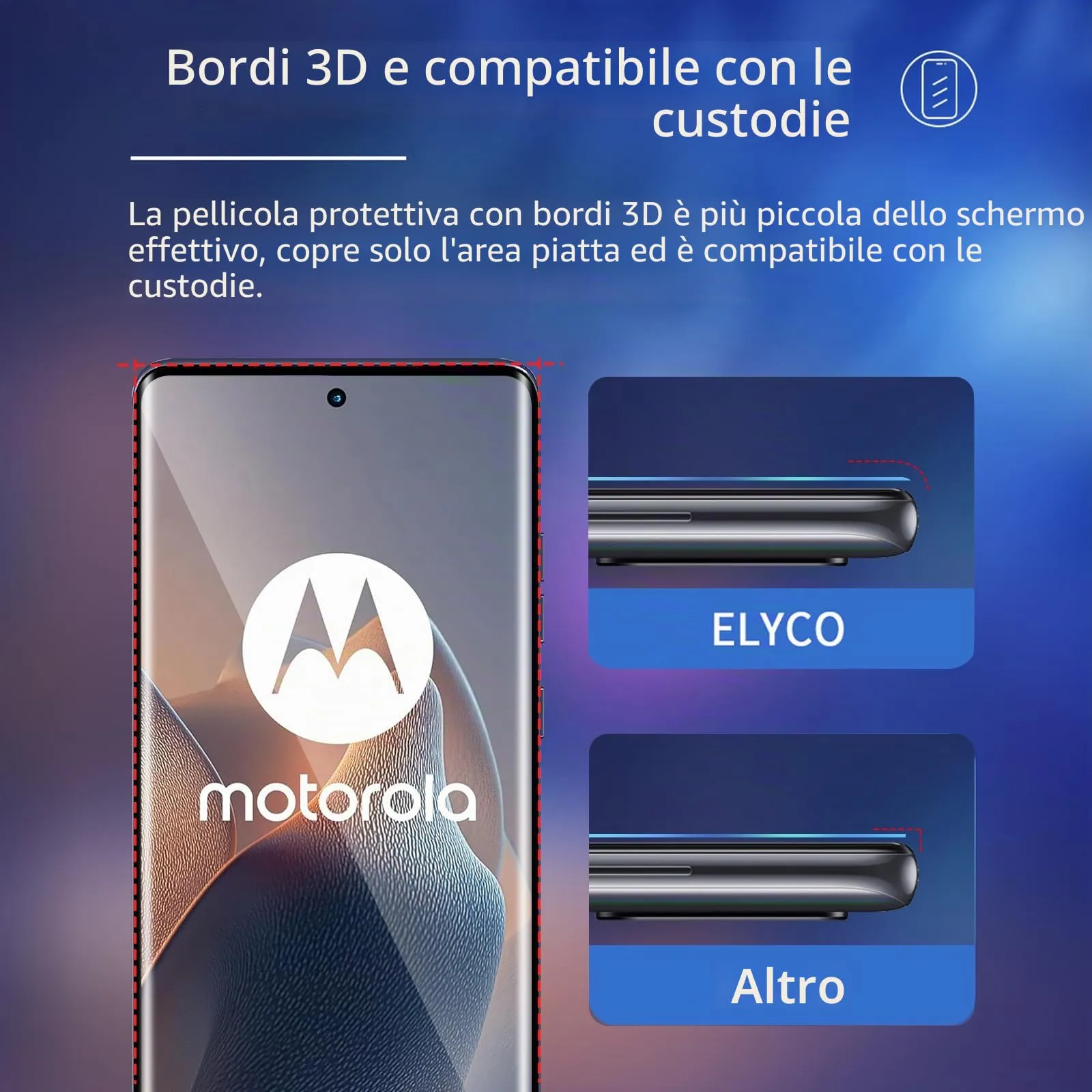 ELYCO Vetro Temperato per Motorola Moto Edge 60/60 Fusion, 2+2 Pezzi - immagine 5