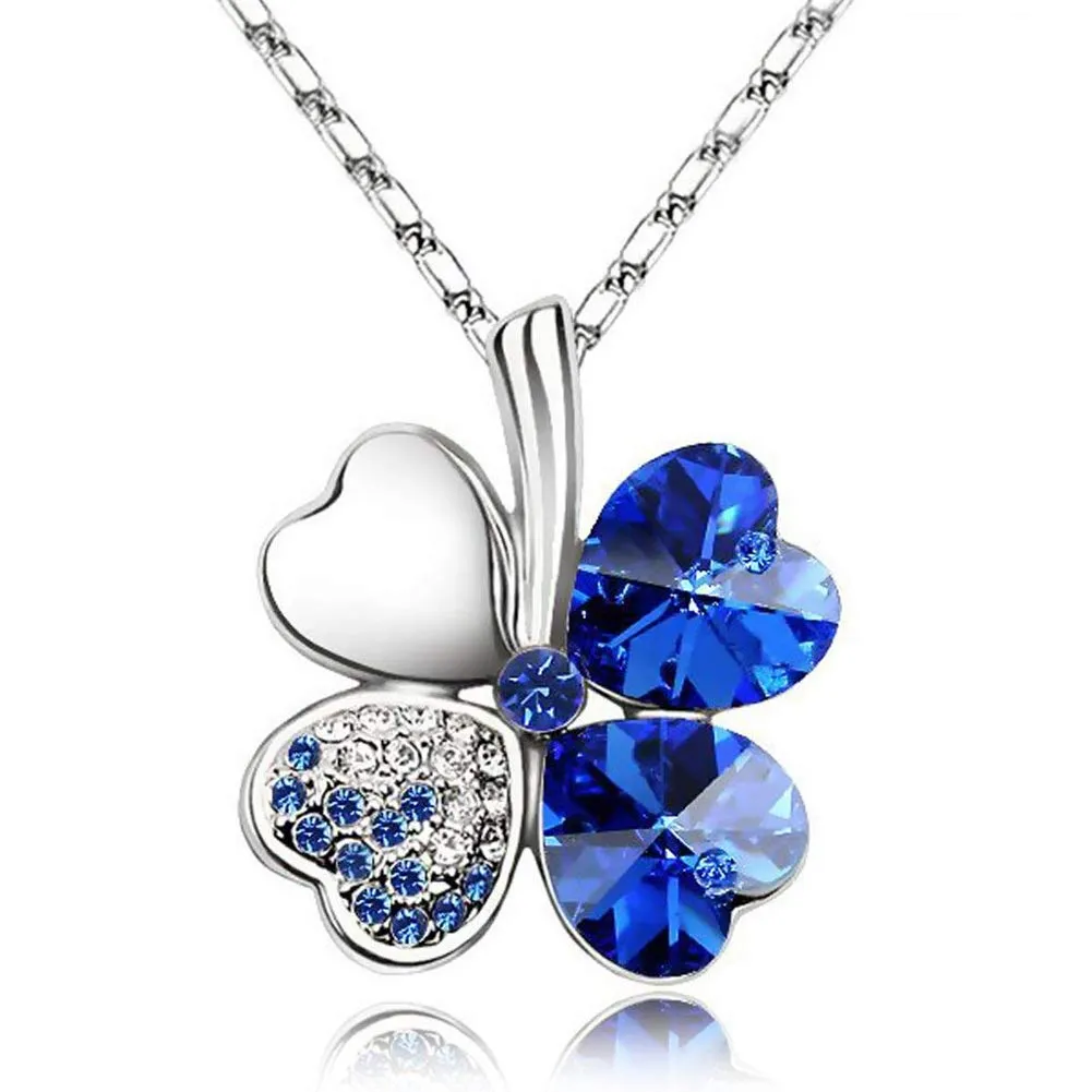 SwirlColor Set Gioielli Quadrifoglio con Collana, Bracciale e Orecchini in Cristallo Peach Heart (Blu) - immagine 6