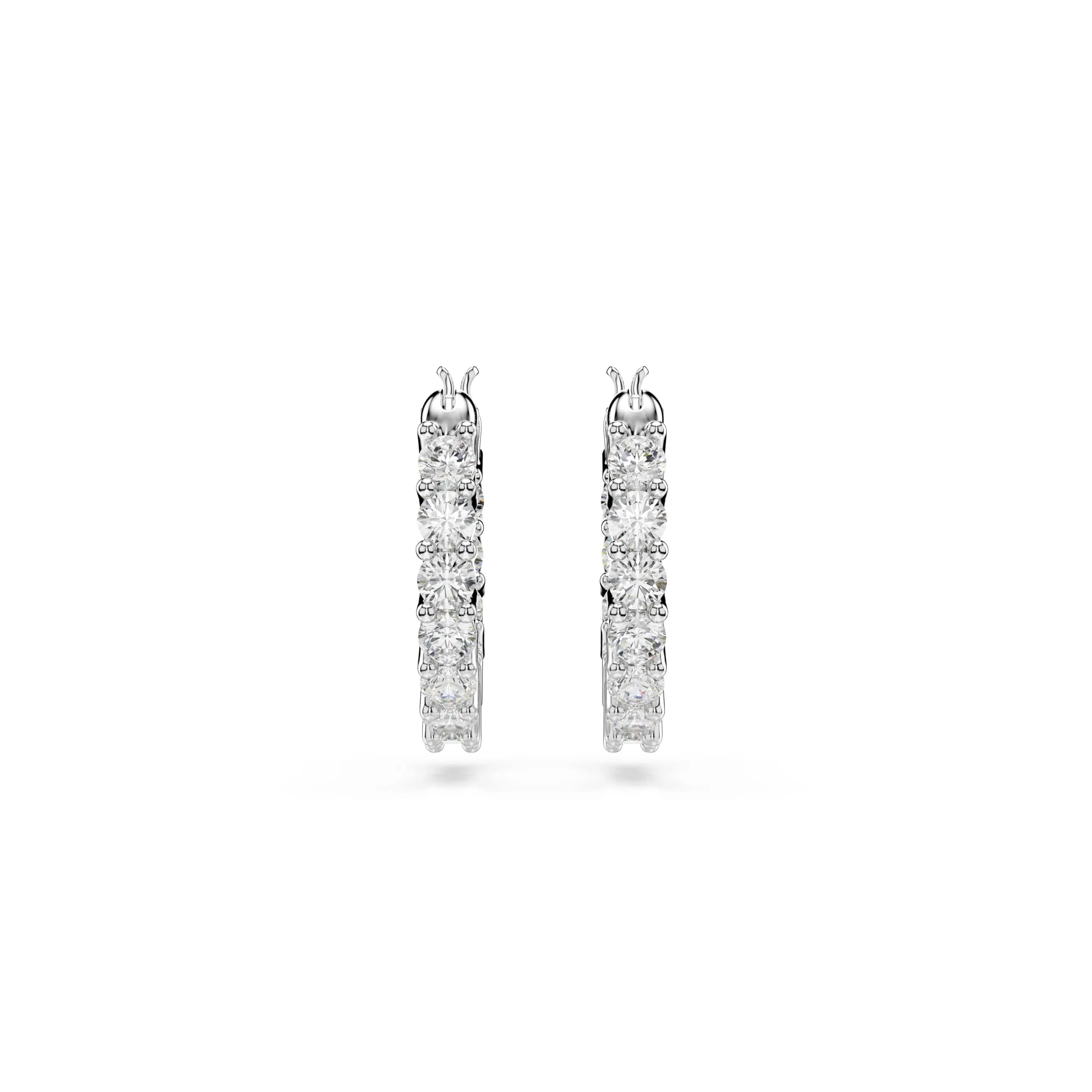 Swarovski Vittore Hoop Earrings, Round Cut, White, Rhodium Plated - immagine 2