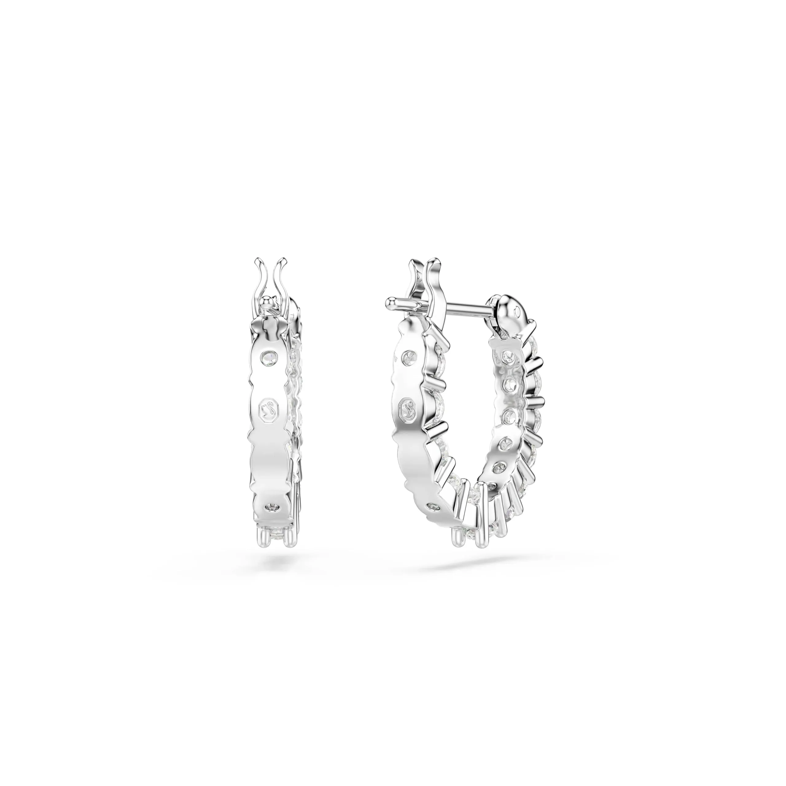 Swarovski Vittore Hoop Earrings, Round Cut, White, Rhodium Plated - immagine 4