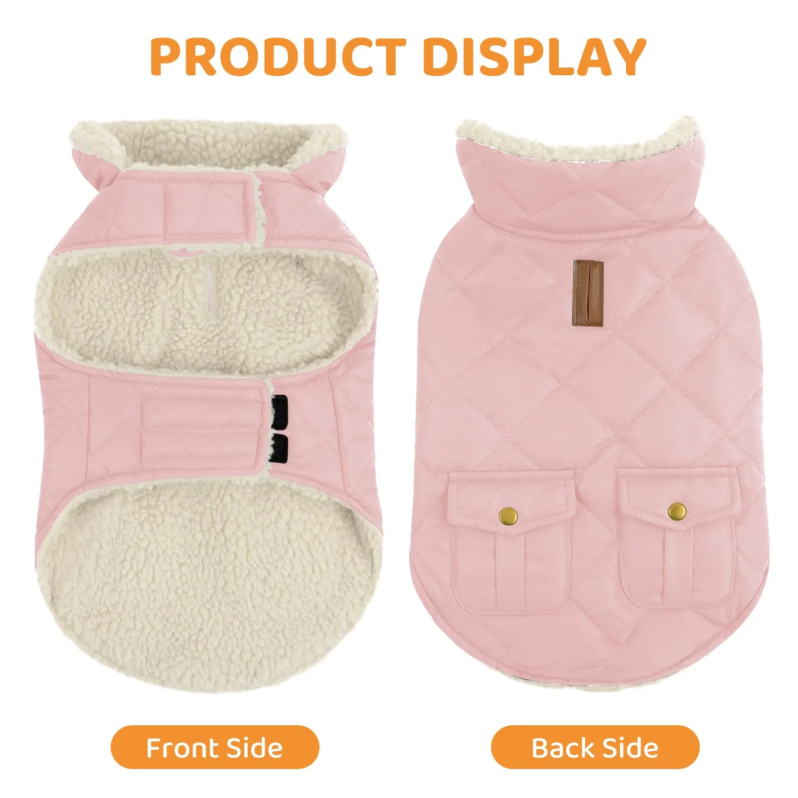 Queenmore Cappotto Caldo Impermeabile per Cani, Giubbotto Invernale in Pile, Taglia M, Lightpink - immagine 5