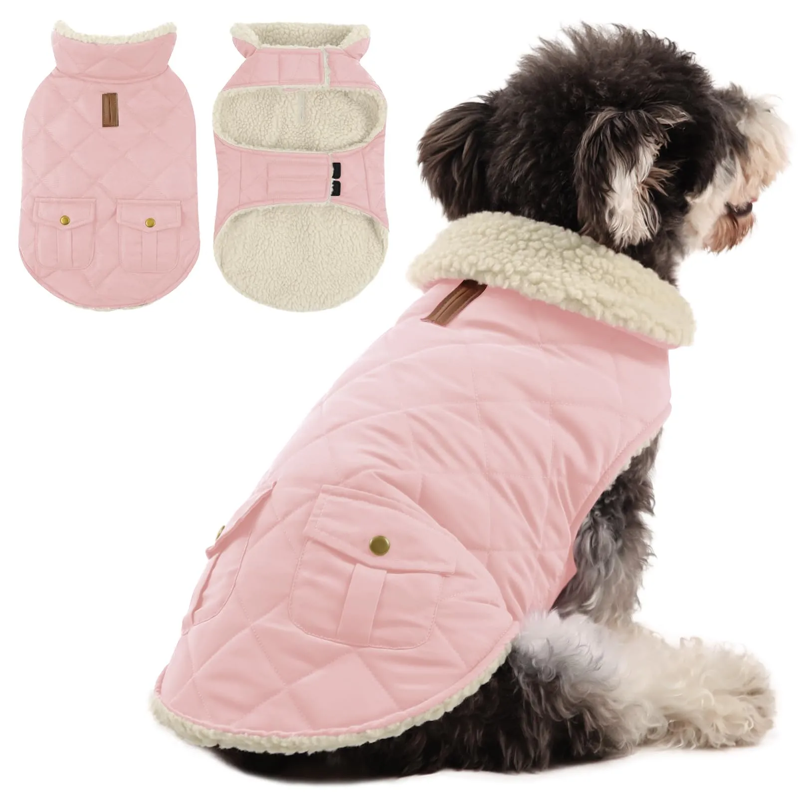 Queenmore Cappotto Caldo Impermeabile per Cane, Taglia XS, Lightpink - immagine 1