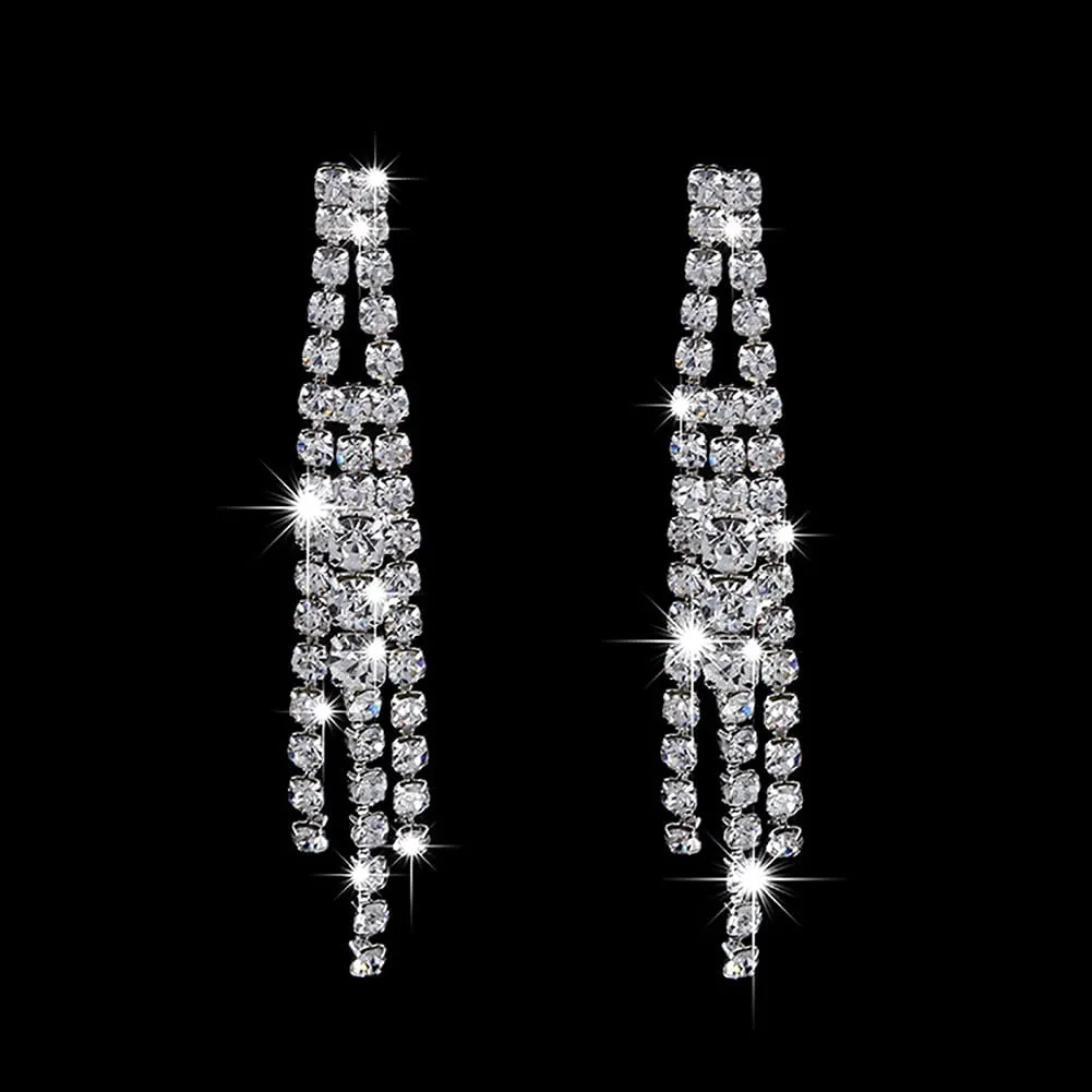 Wedity Set Collana e Orecchini di Cristallo e Strass Argento Nuziale - immagine 6