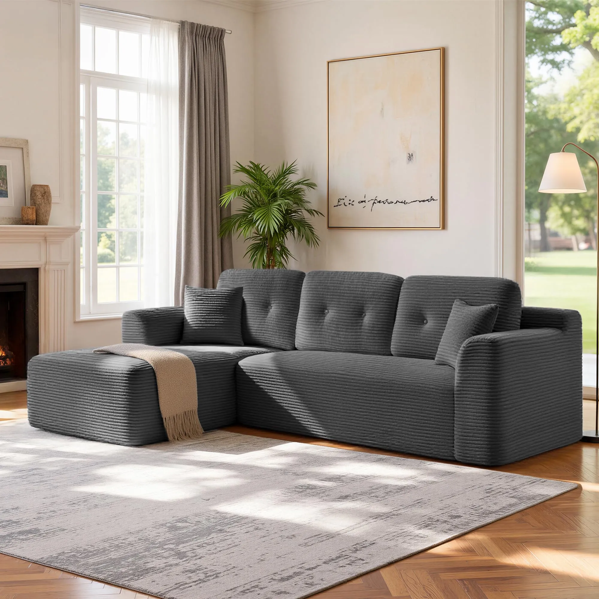 VASAGLE Divano Angolare Modulabile, 244 cm, Grigio Ardesia, LCS183GN01 - immagine 1