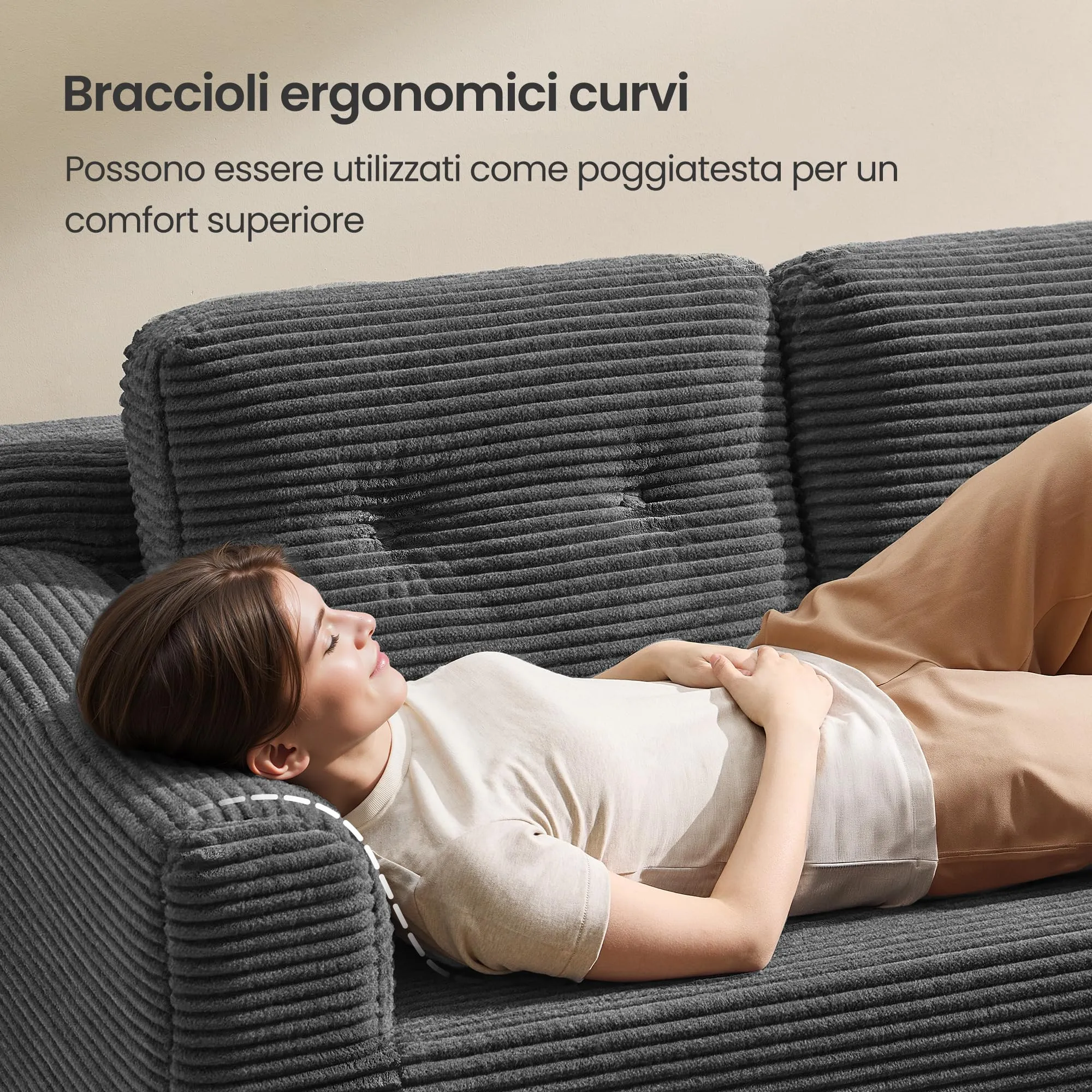VASAGLE Divano Angolare Modulabile, 244 cm, Grigio Ardesia, LCS183GN01 - immagine 6