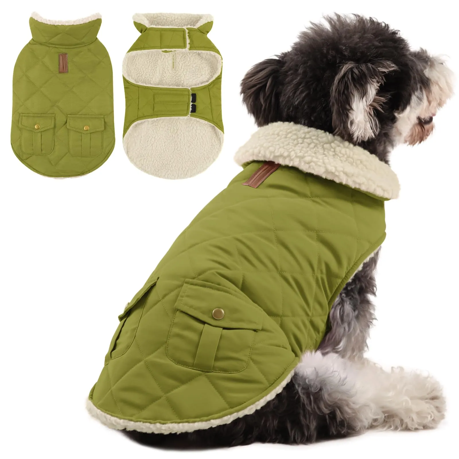 Queenmore Cappotto per Cane Impermeabile e Caldo, Olive Green, XL - immagine 1