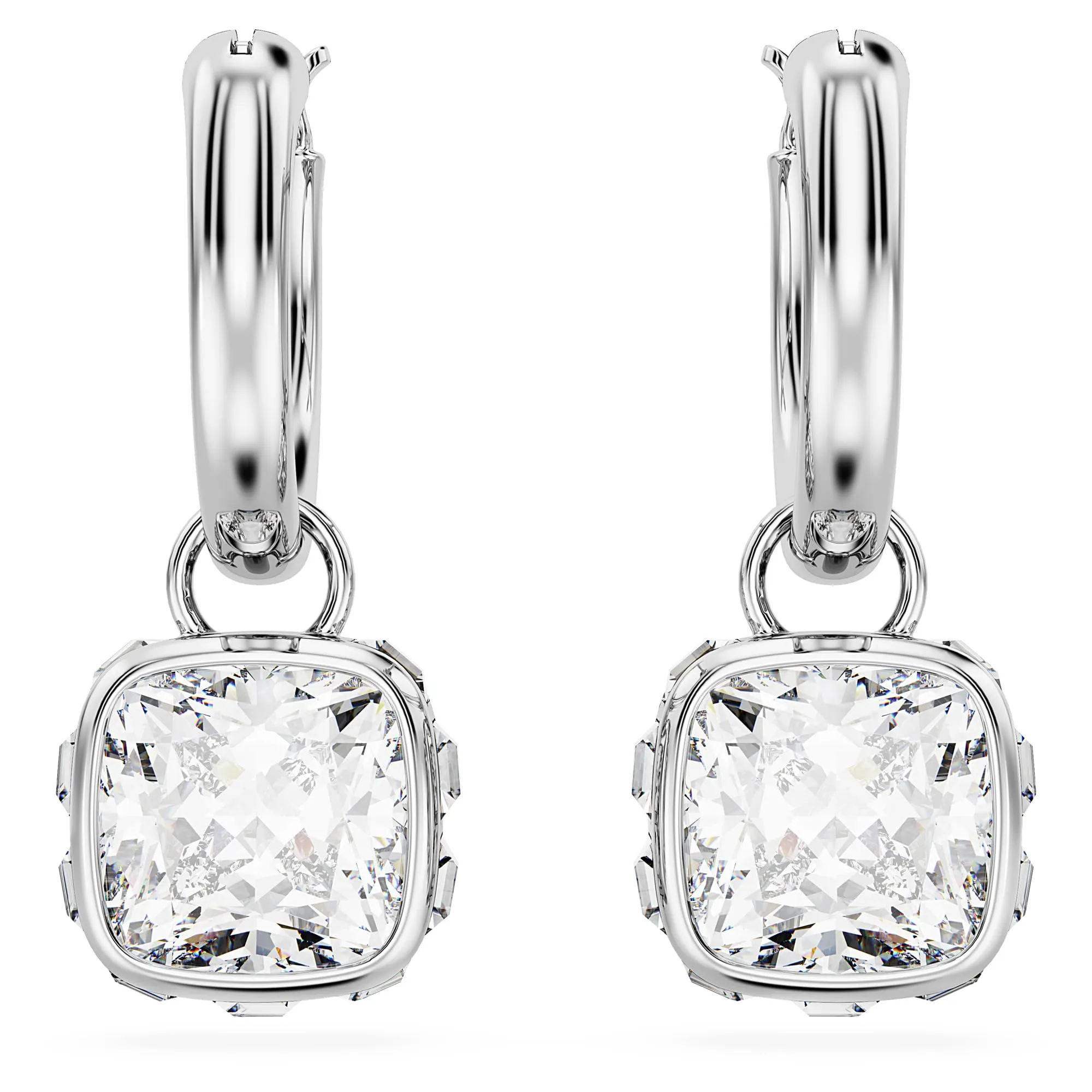 Swarovski Stilla Orecchini Pendenti con Cristalli e Zirconia, Placcatura Rodio, Bianco - immagine 2