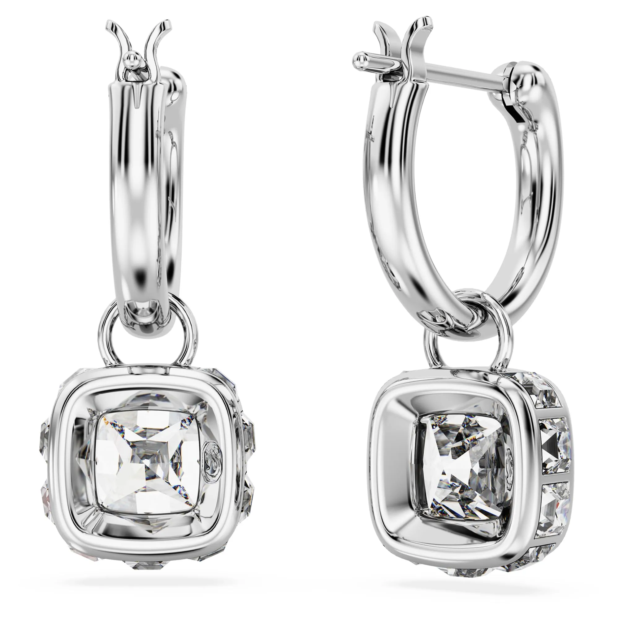 Swarovski Stilla Orecchini Pendenti con Cristalli e Zirconia, Placcatura Rodio, Bianco - immagine 4