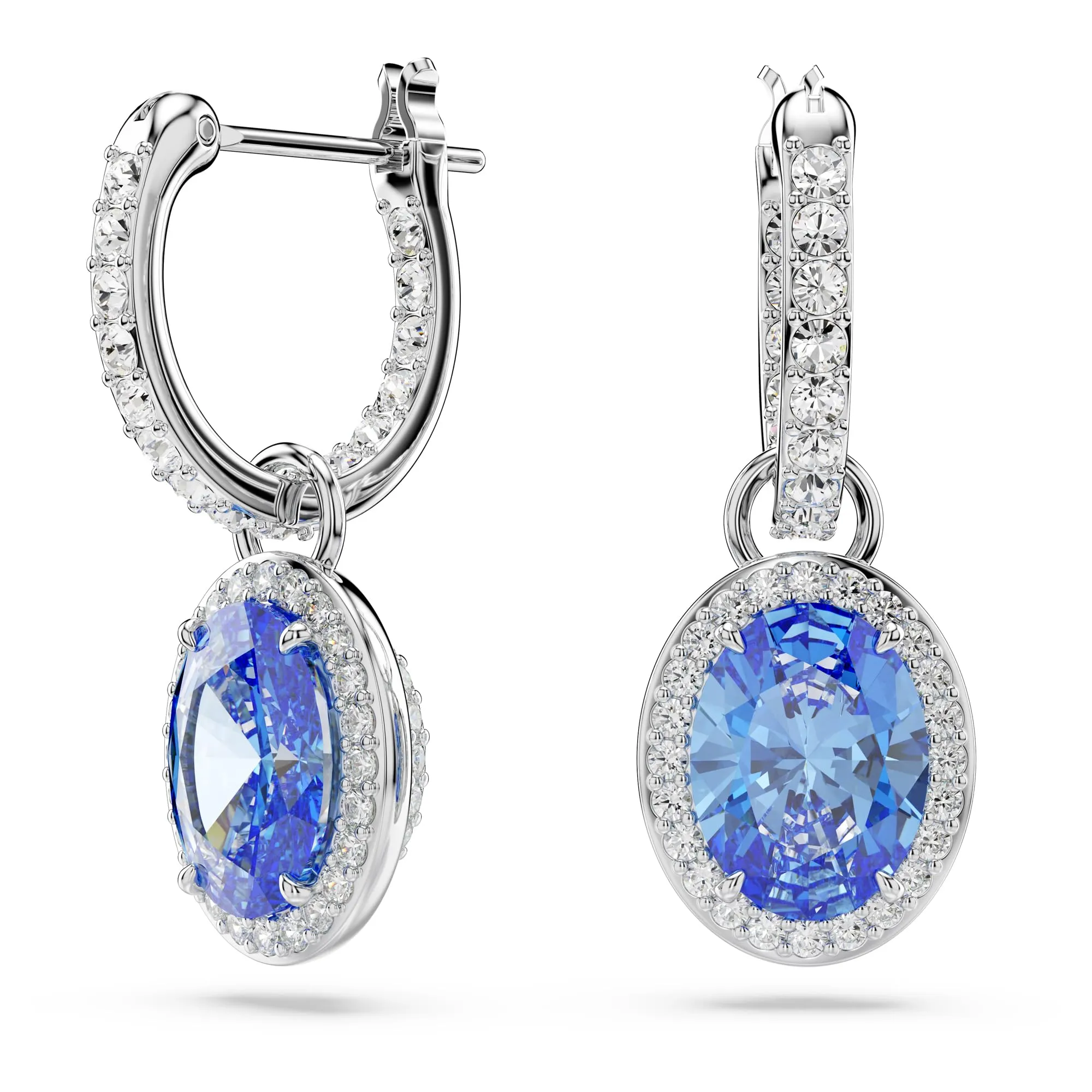Swarovski Constella Orecchini Pendenti con Cristalli e Zirconia a Taglio Ovale, Placcatura in Tonalità Rodio, Blu - immagine 2