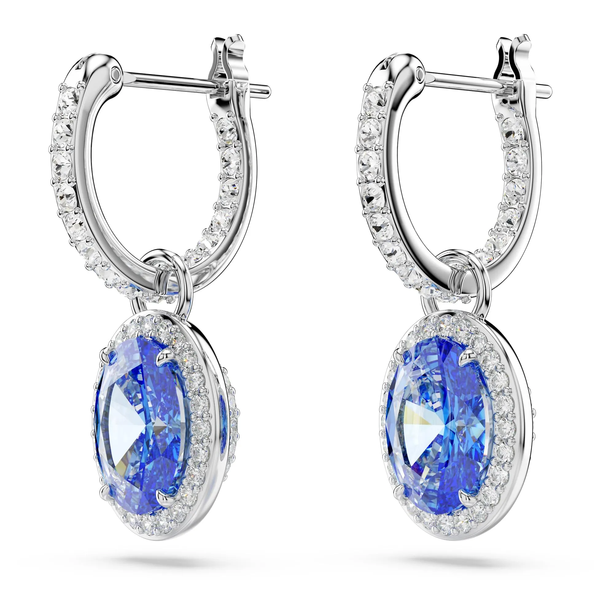 Swarovski Constella Orecchini Pendenti con Cristalli e Zirconia a Taglio Ovale, Placcatura in Tonalità Rodio, Blu - immagine 3