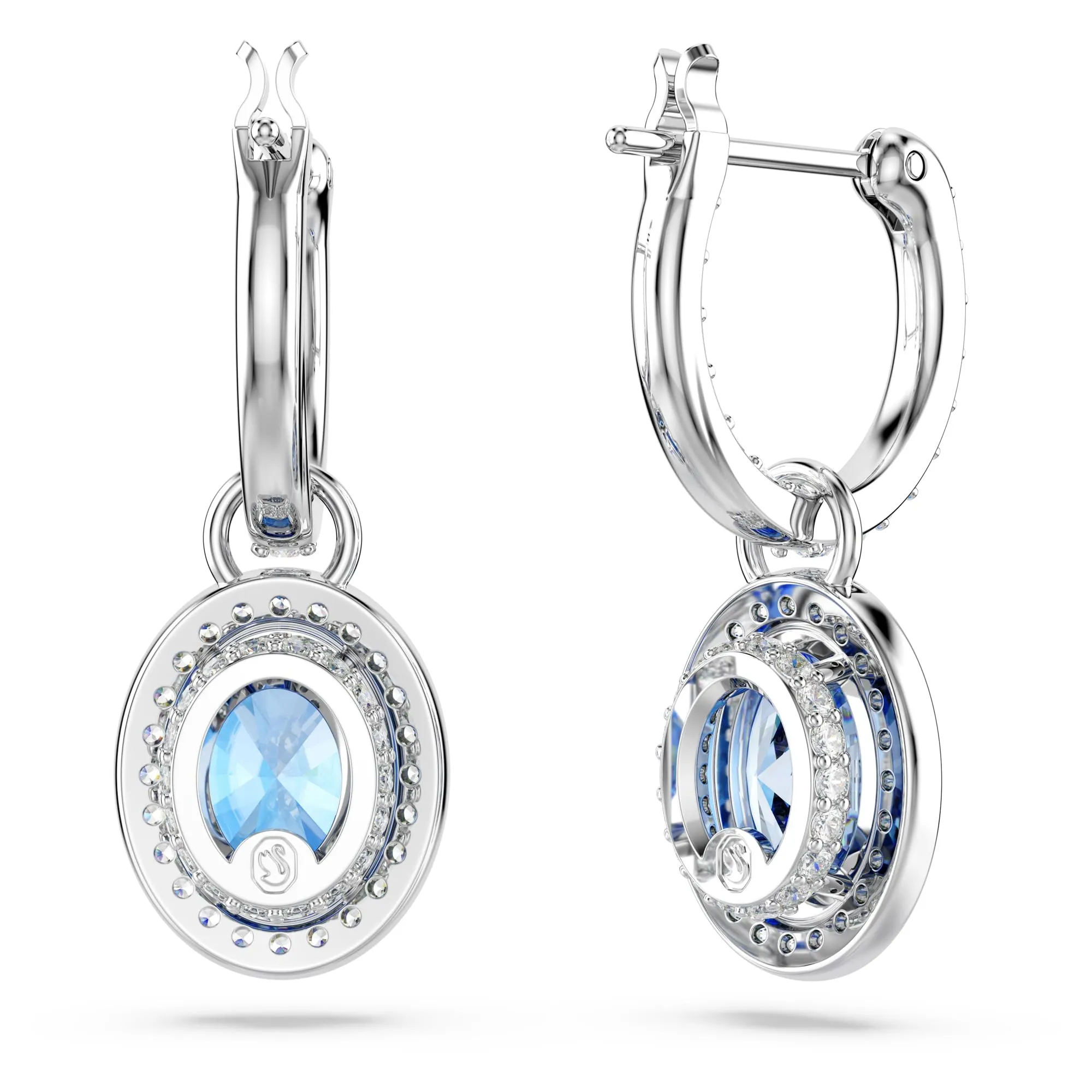 Swarovski Constella Orecchini Pendenti con Cristalli e Zirconia a Taglio Ovale, Placcatura in Tonalità Rodio, Blu - immagine 4