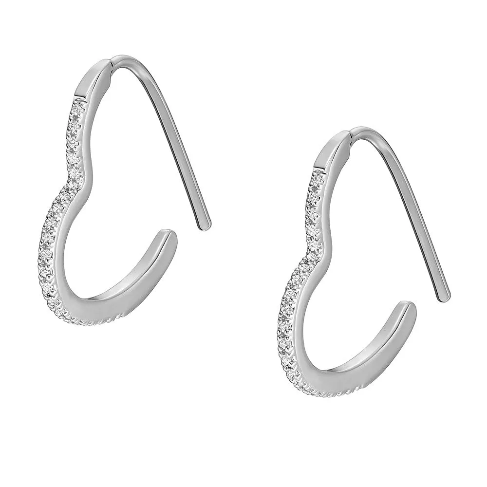 Fossil Women's Brass Hoop Earrings - Shiny Silver - JA7230040 - immagine 3