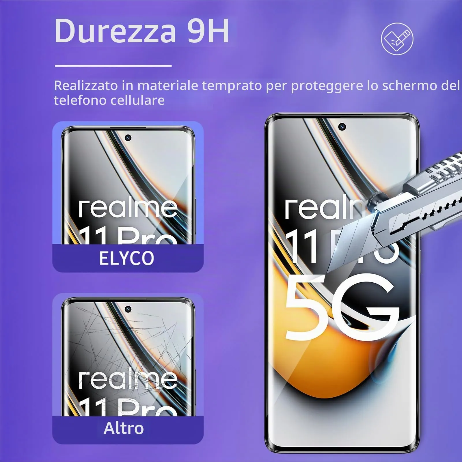 ELYCO Vetro Temperato per Realme 11 Pro / 11 Pro Plus, 2 Pezzi - immagine 3