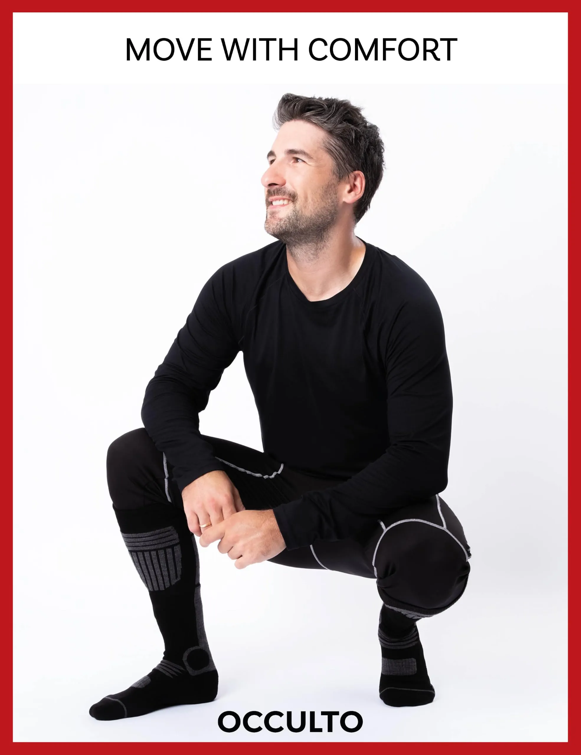 Occulto Calze da Sci Uomo Felix, 2 Paia Nero Rosso, 43-46 - immagine 6