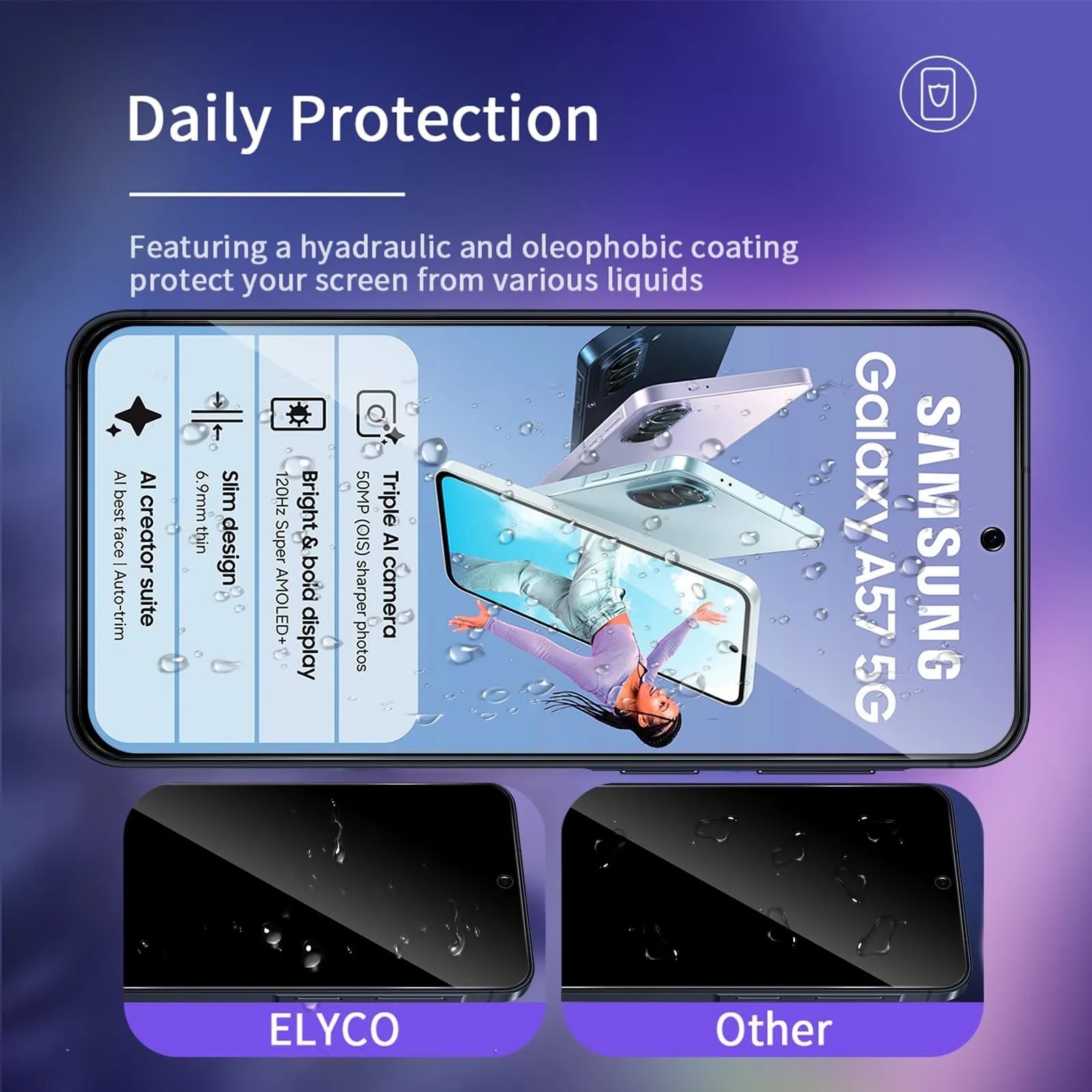 ELYCO Vetro Temperato Privacy per Samsung Galaxy A57 5G, 2+2 Pezzi - immagine 4