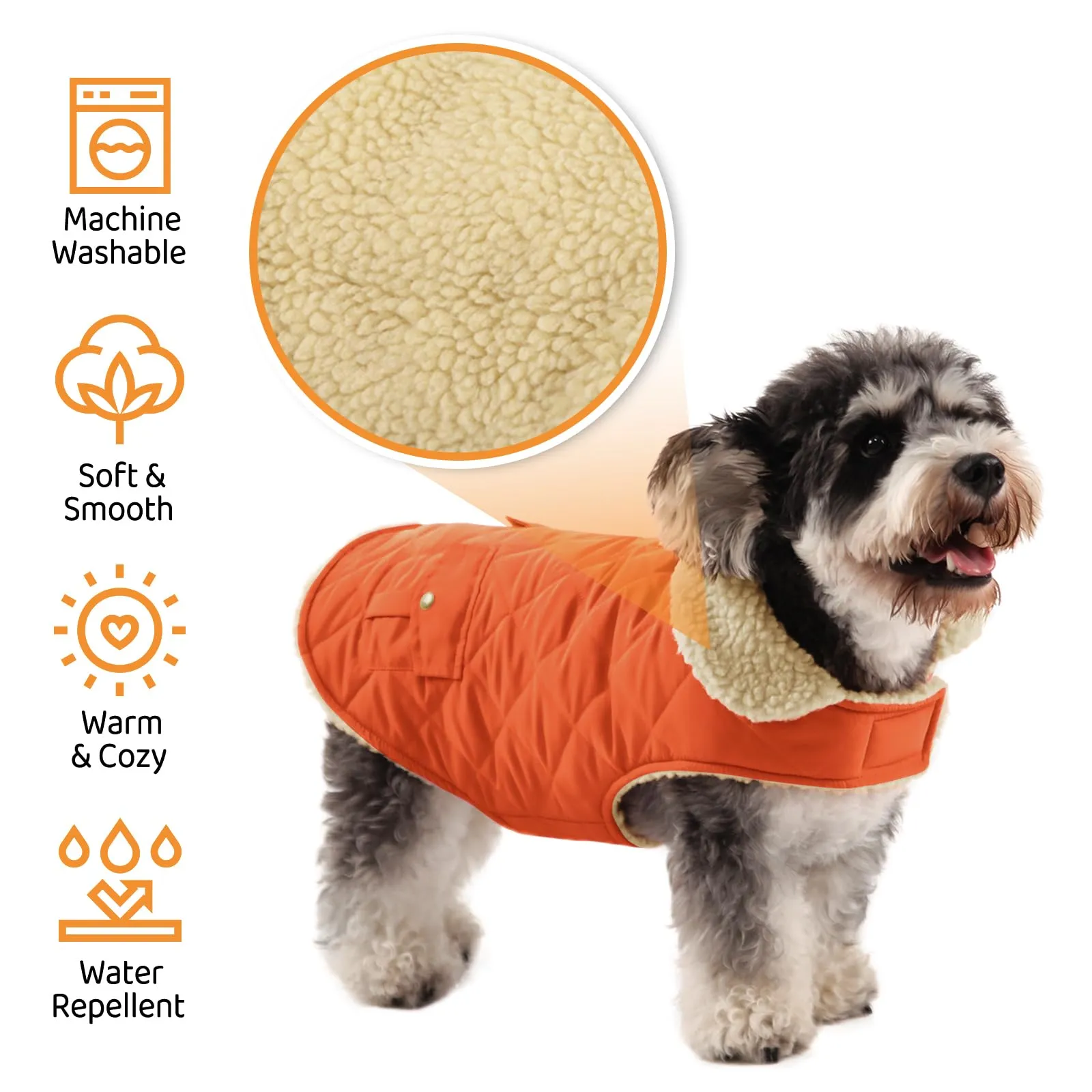Queenmore Cappotto Cane Caldo Impermeabile e Imbottito, Arancione, Taglia L - immagine 3