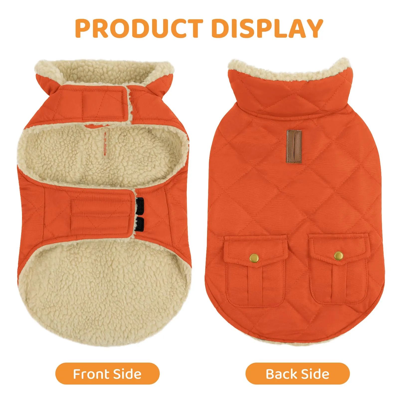 Queenmore Cappotto Cane Caldo Impermeabile e Imbottito, Arancione, Taglia L - immagine 5