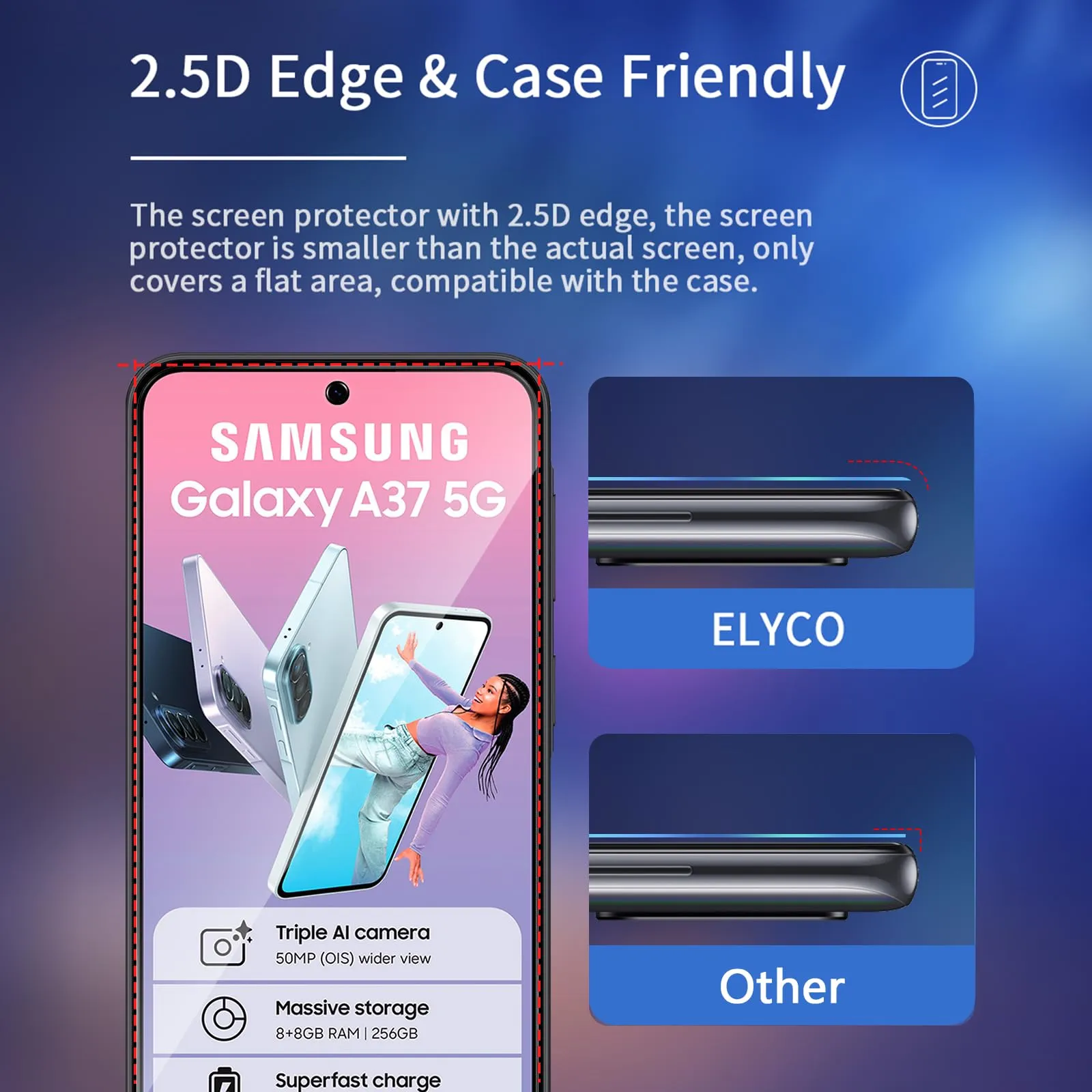 ELYCO Vetro Temperato Privacy per Samsung Galaxy A37 5G, 2+2 Pezzi - immagine 7
