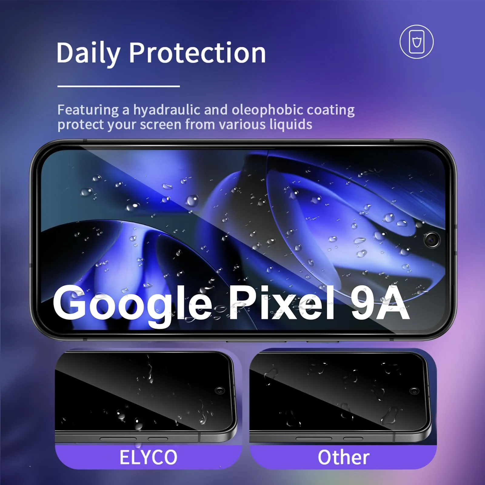 ELYCO Vetro Temperato Privacy per Google Pixel 9A, 2+2 Pezzi - immagine 4