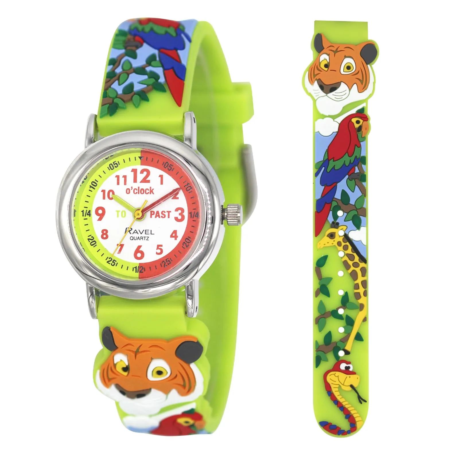 Ravel Orologio per bambini analogico al quarzo R1513.97 Fauna Selvatica Verde - immagine 2