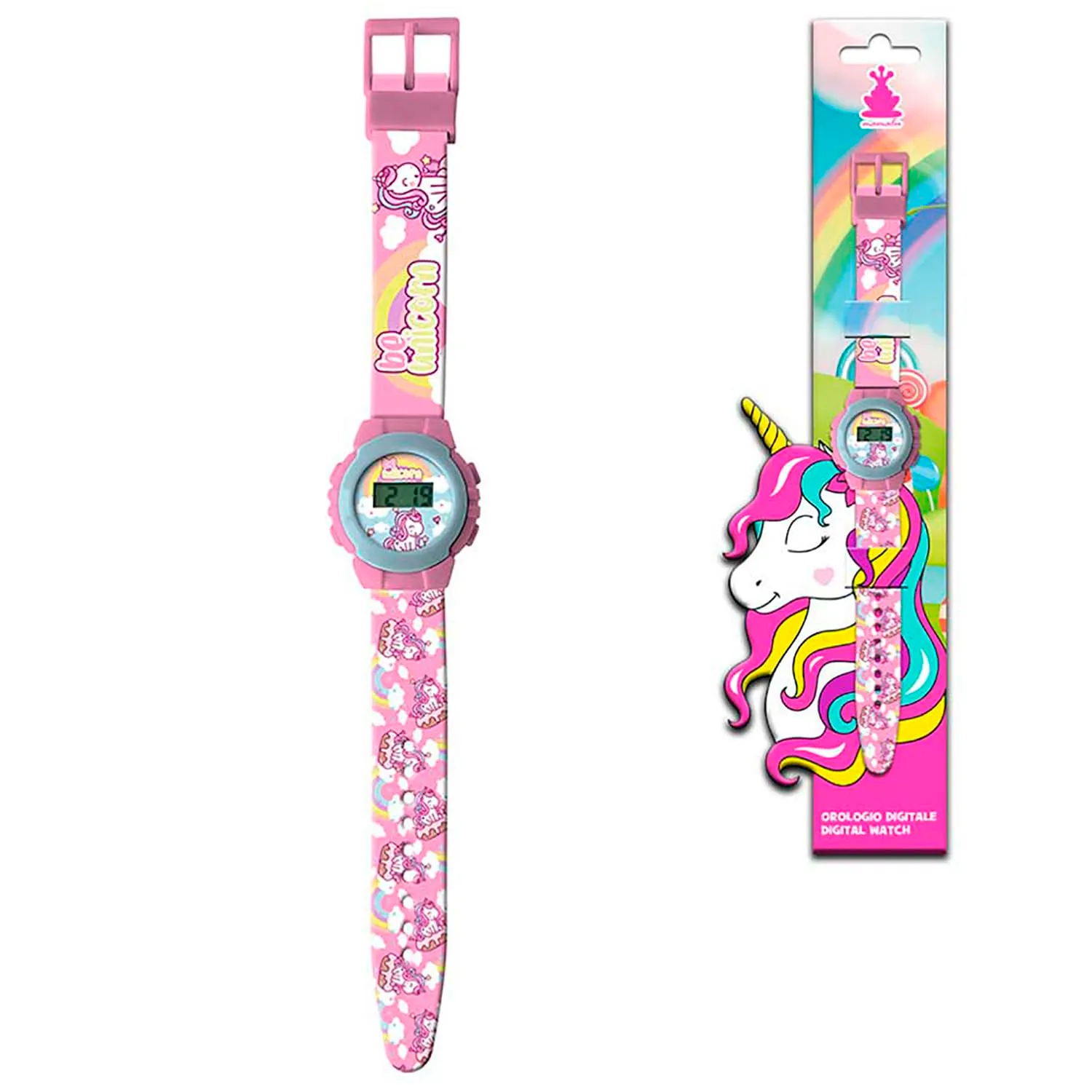 Coriex Orologio Digitale Bambini Unicorno, Cinturino Silicone Rosa, Cassa 30mm, Ora e Data - immagine 2