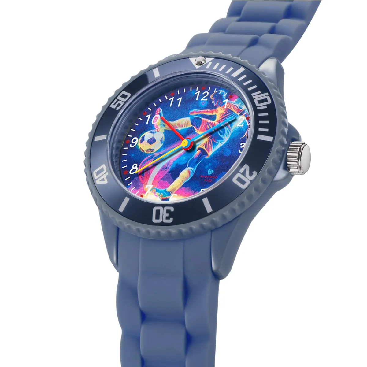 Alienwork Calcio Orologio di Apprendimento per Bambini, Blu Marino, Bracciale in Silicone, Impermeabile 5 ATM - immagine 3