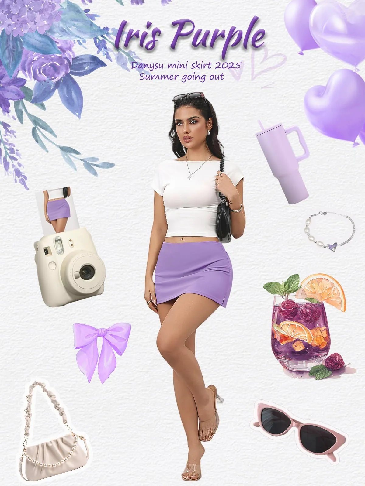 Danysu Gonna Mini Elasticizzata a Vita Bassa con Pantaloncini e Spacco Laterale, S - immagine 6
