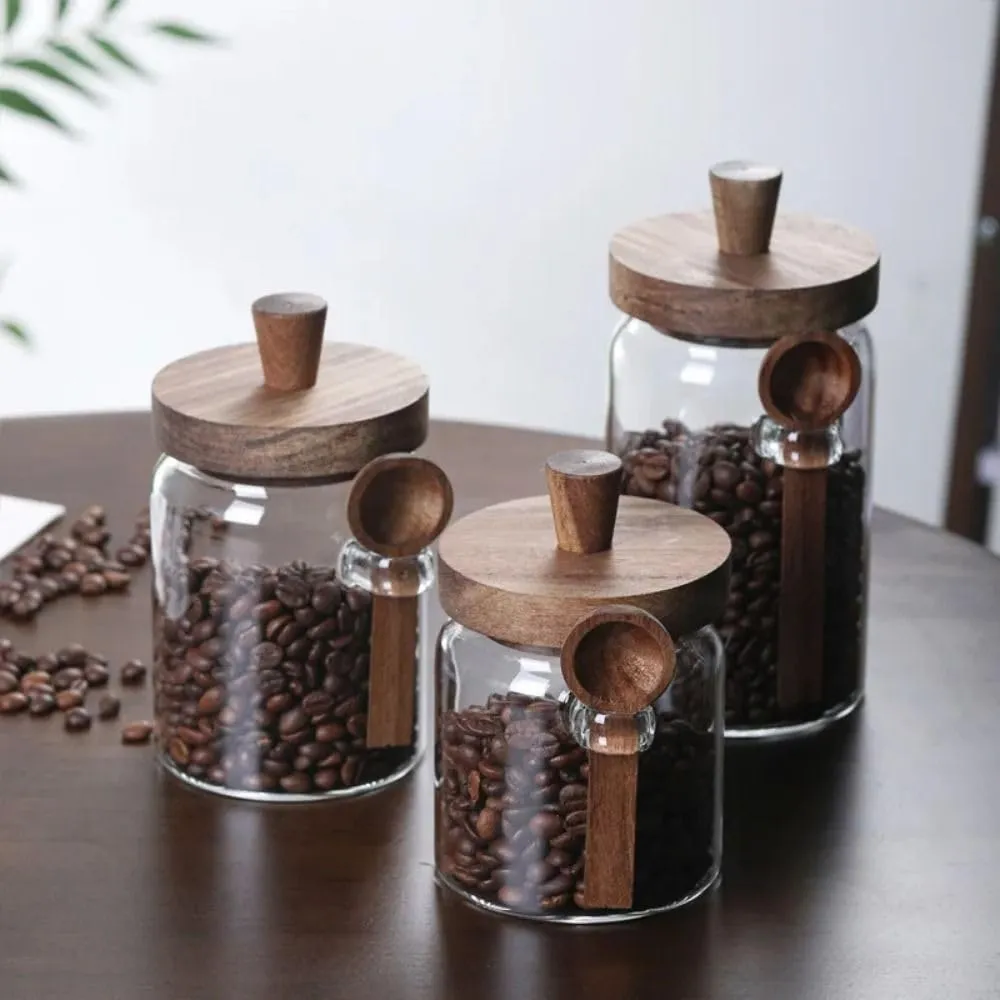 Barattoli in vetro con coperchio in legno e cucchiaio, 600 ml - immagine 8