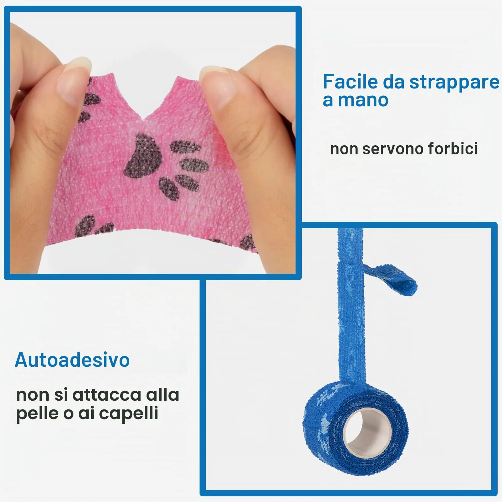 SEADESKY Bendaggio Coesivo Autoadesivo per Animali Domestici, Benda Elastica in Tessuto Non Tessuto, 9 Rotoli 5cm x 4.5m - immagine 4