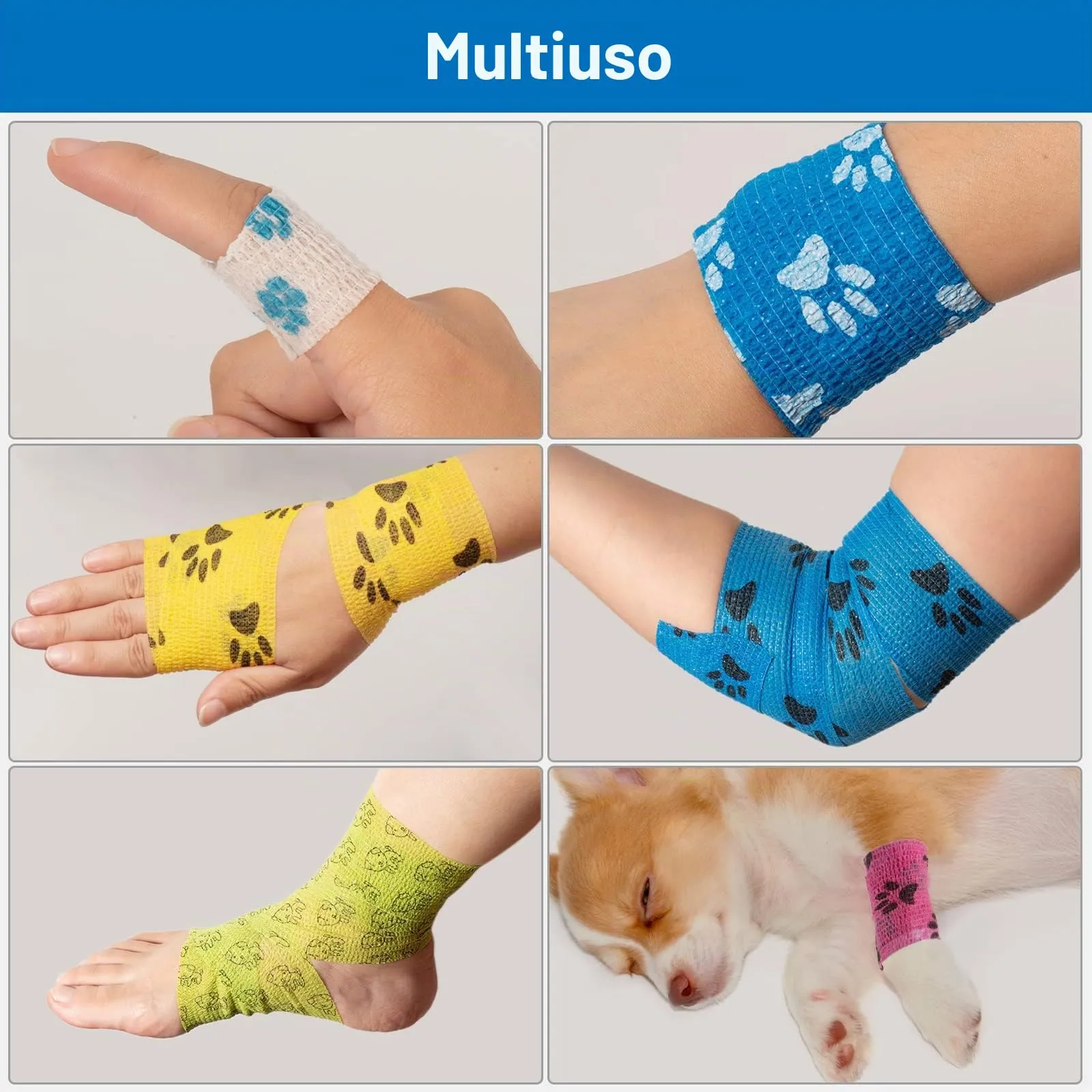 SEADESKY Bendaggio Coesivo Autoadesivo per Animali Domestici, Benda Elastica in Tessuto Non Tessuto, 9 Rotoli 5cm x 4.5m - immagine 7