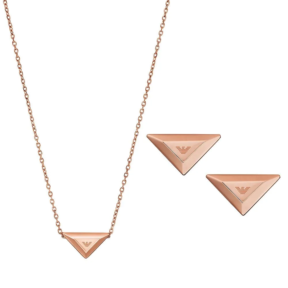 Emporio Armani EGS3121SET Collana e orecchini da donna in acciaio inossidabile oro rosa - immagine 3