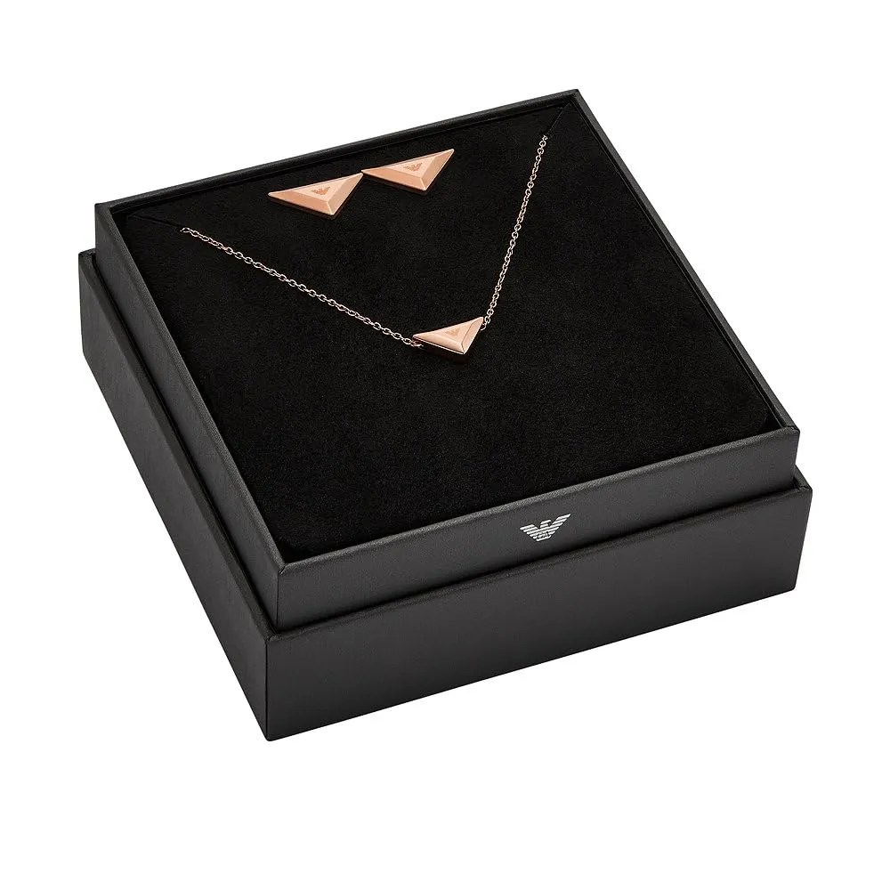 Emporio Armani EGS3121SET Collana e orecchini da donna in acciaio inossidabile oro rosa - immagine 4